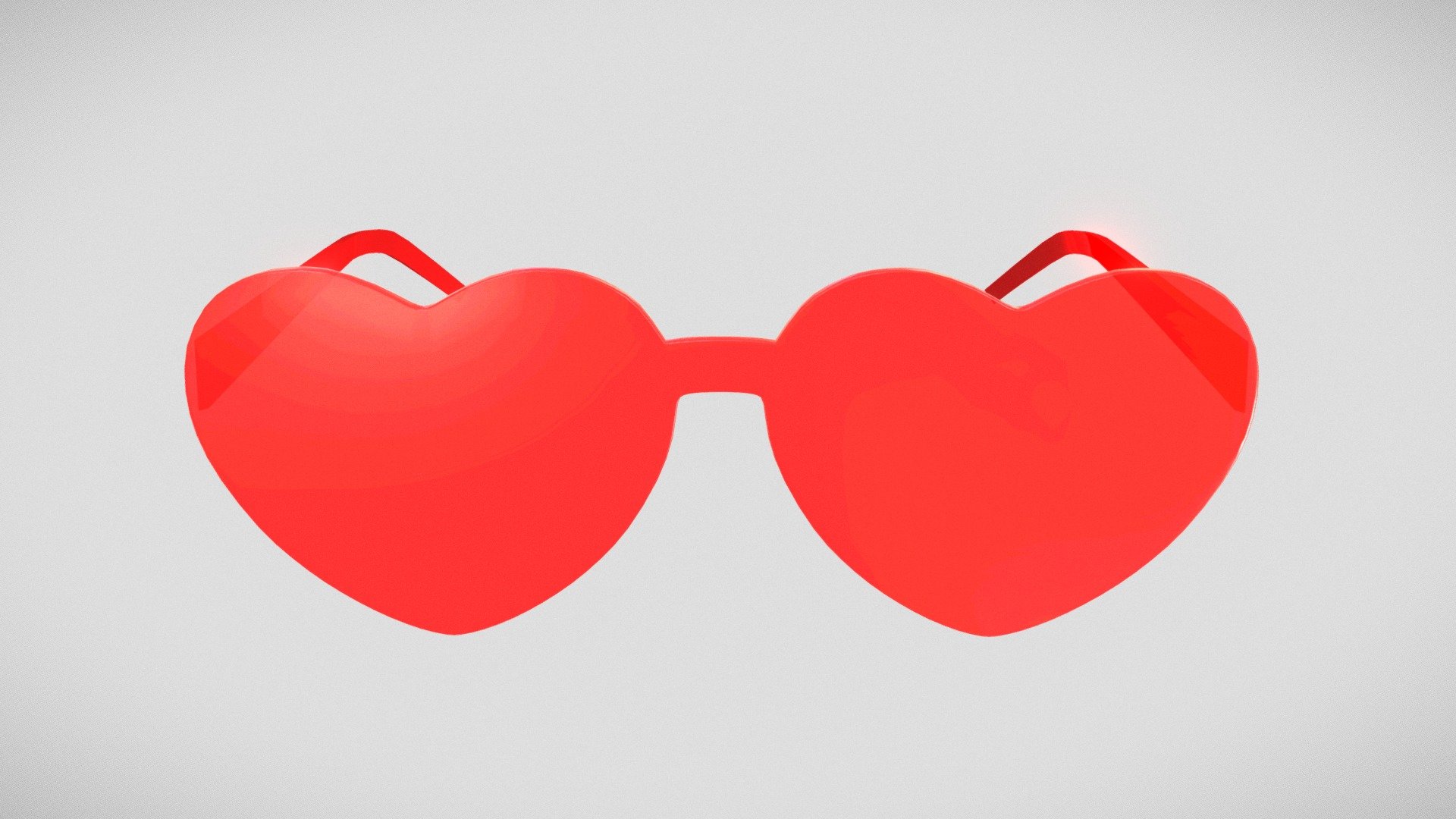 Red Heart Glasses 3d model