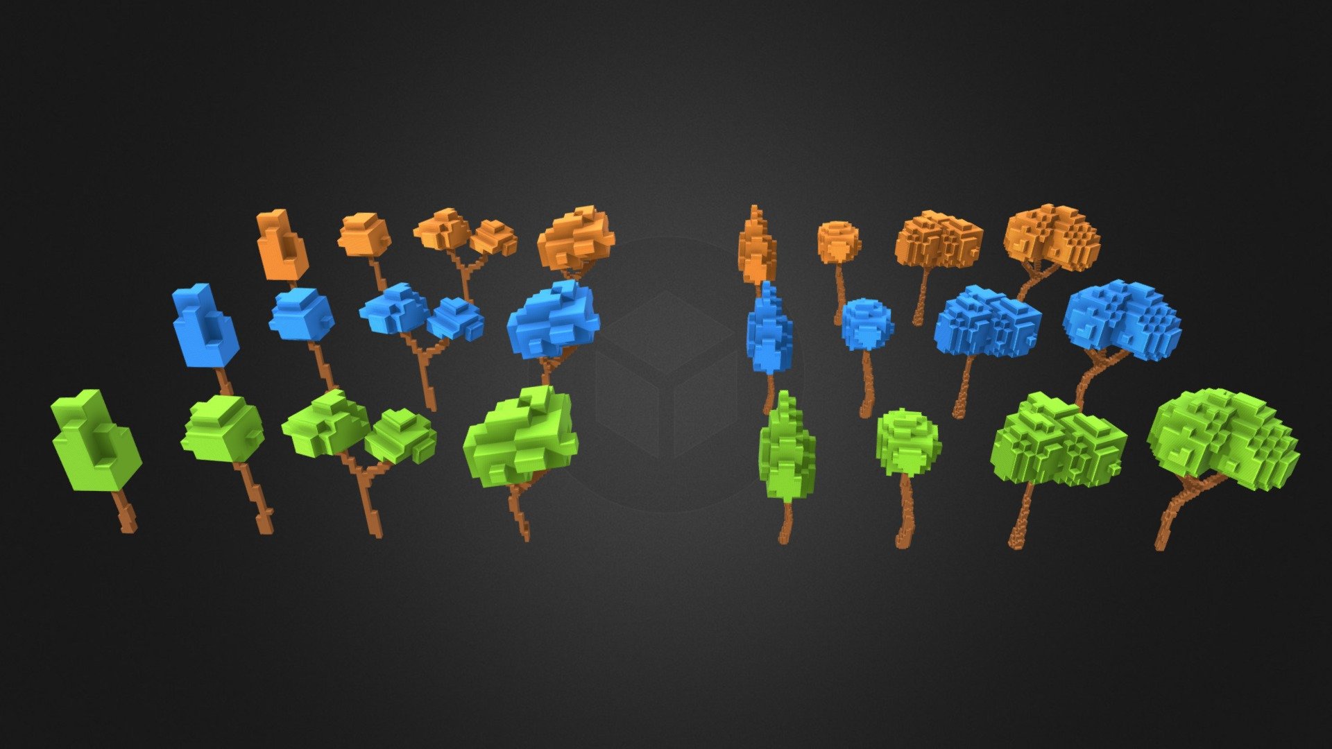 [FREE] Cartoon Voxel Trees 3D Models 3d model