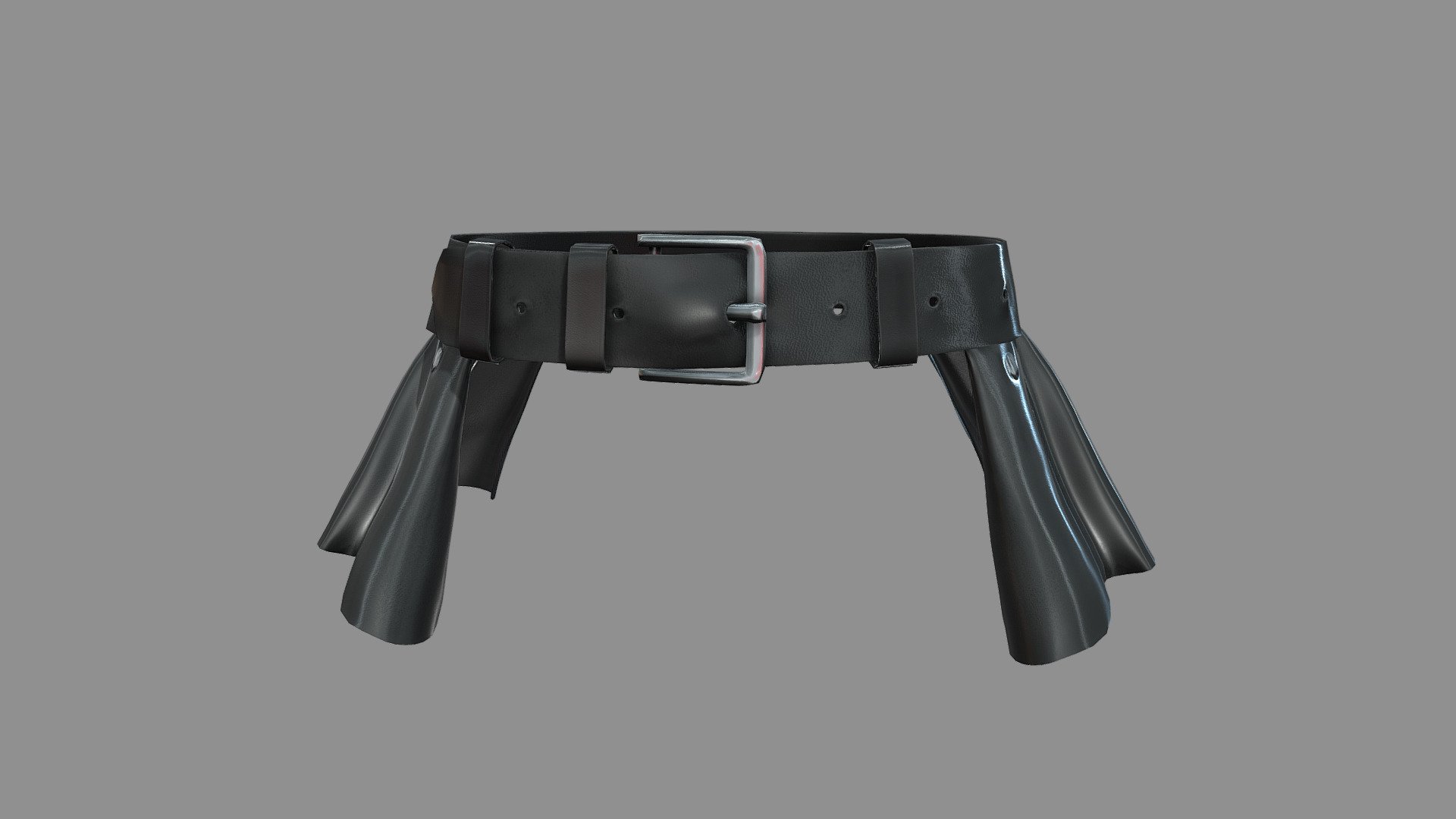 Black Leather Peplum Belt 3d model