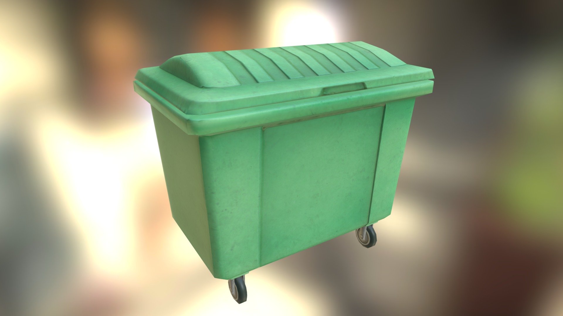 Green Trash can 3d model