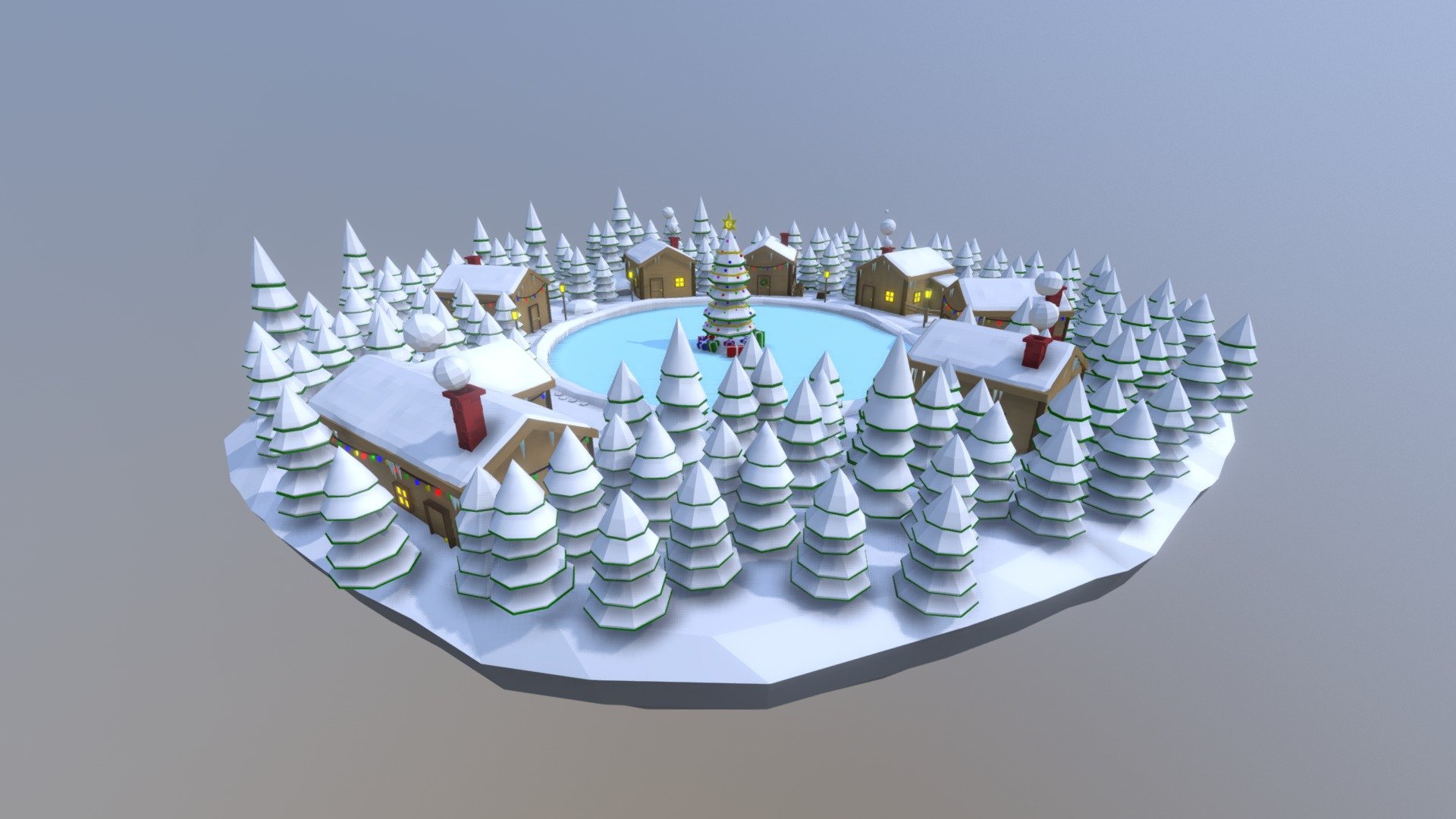 Christmas Low-poly Scene 3d model