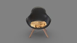 Modern Egg Leather Berger Chair With Fur Rug