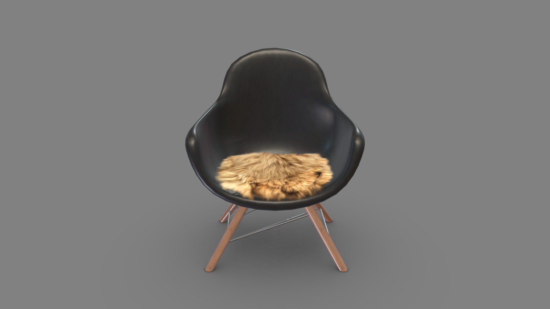 Modern Egg Leather Berger Chair With Fur Rug 3d model