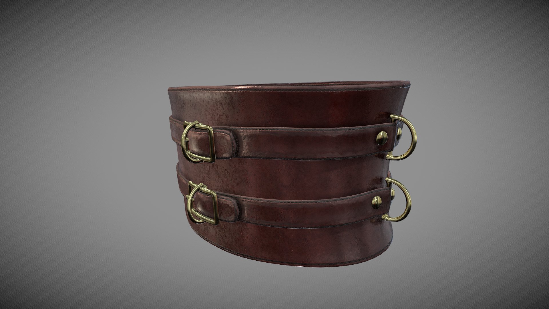 Female Brown Leather Waist Harness Belt 3d model