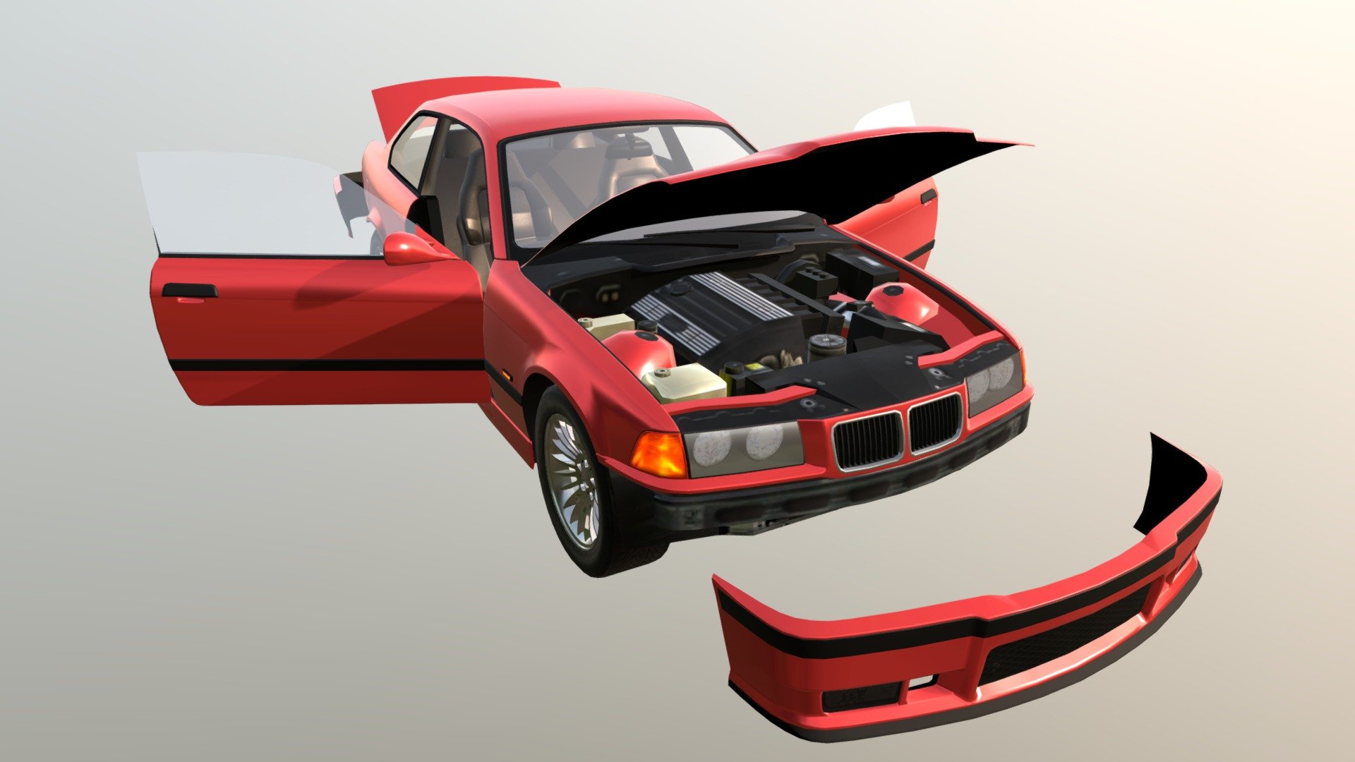 Real Car 7 Separated Parts 3d model