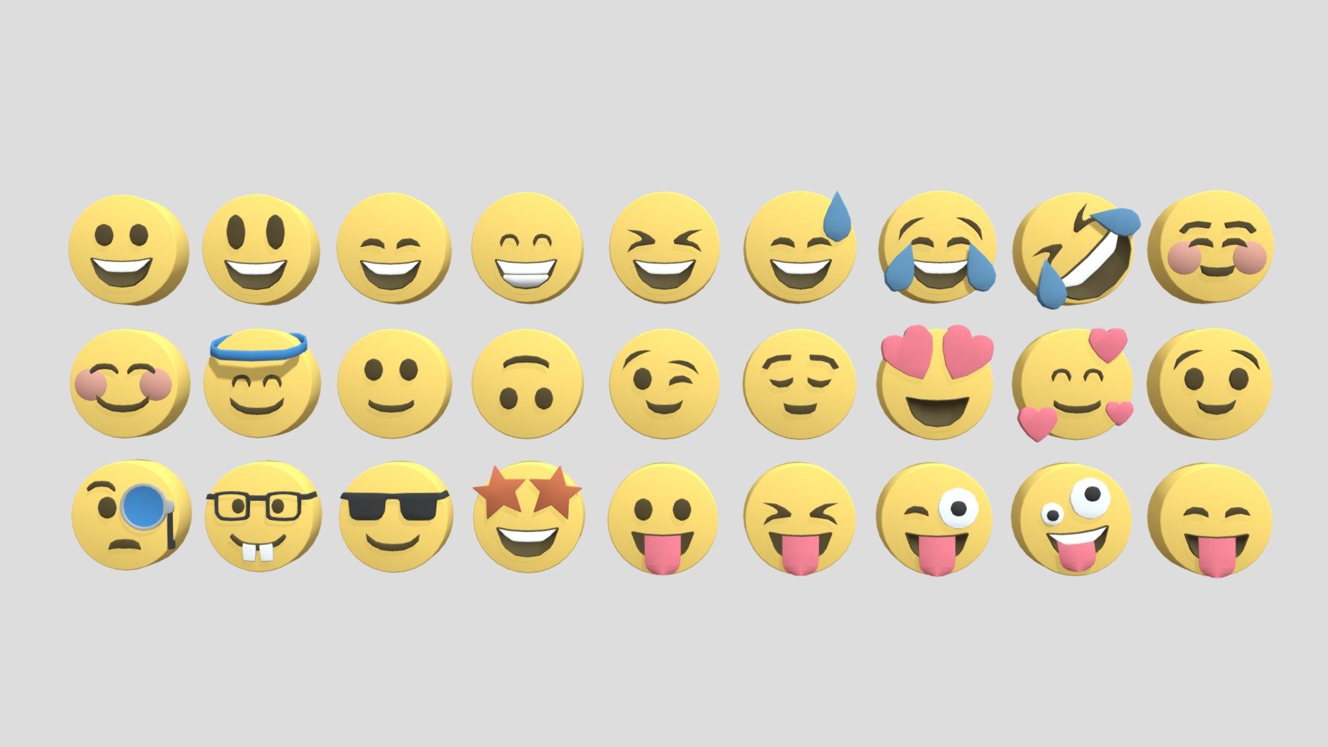 Free Social Smiley/Emoji Pack 1 3d model