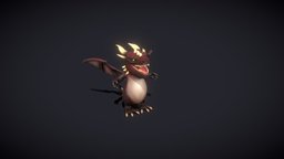 Cartoon Red Dragon Animated 3D Model