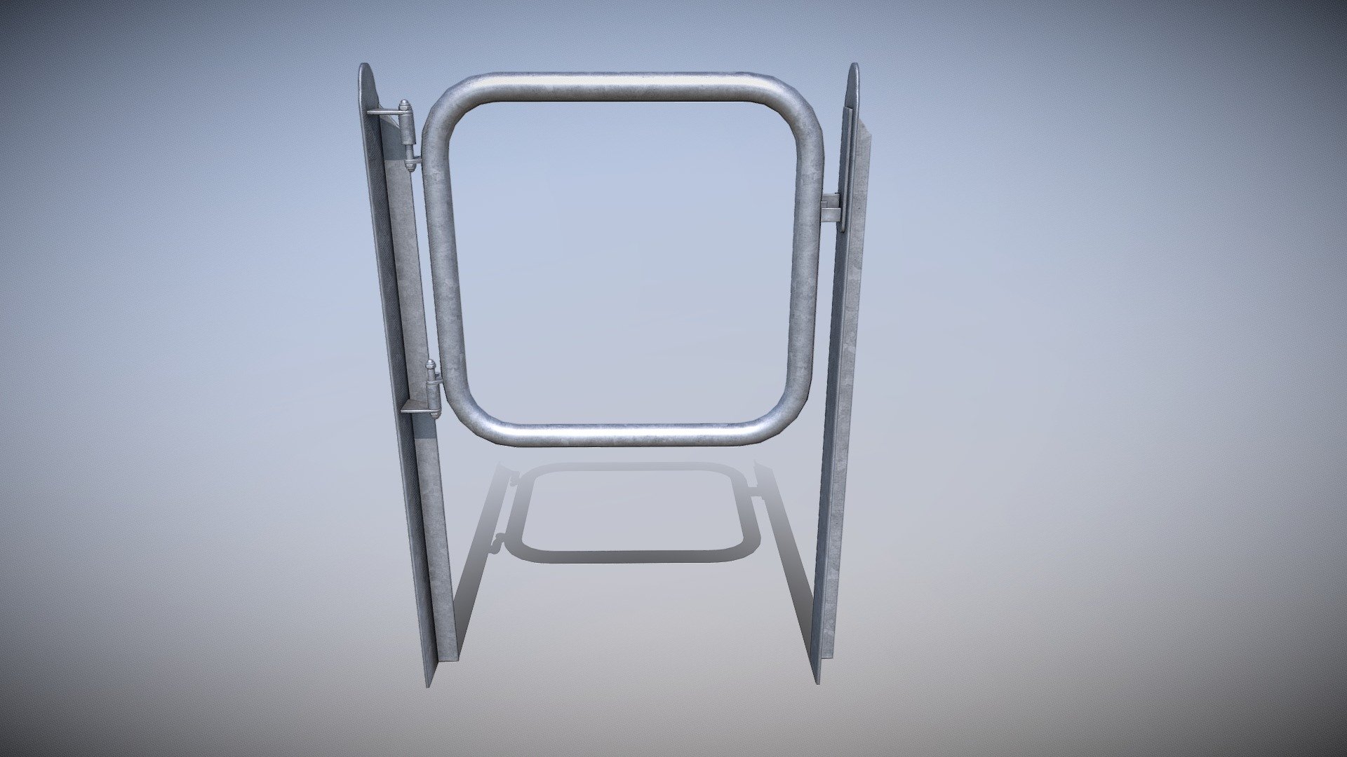 Small Steel Railing Door (Low-Poly) 3d model