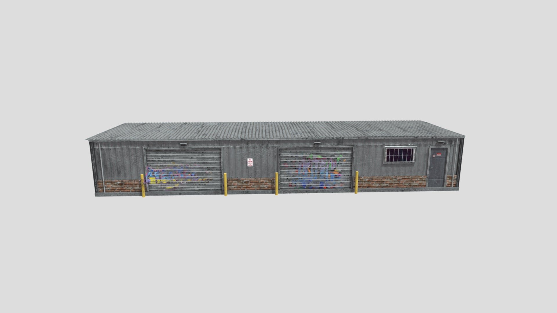 Small Industrial Utility Garage 4K and 2K 3d model