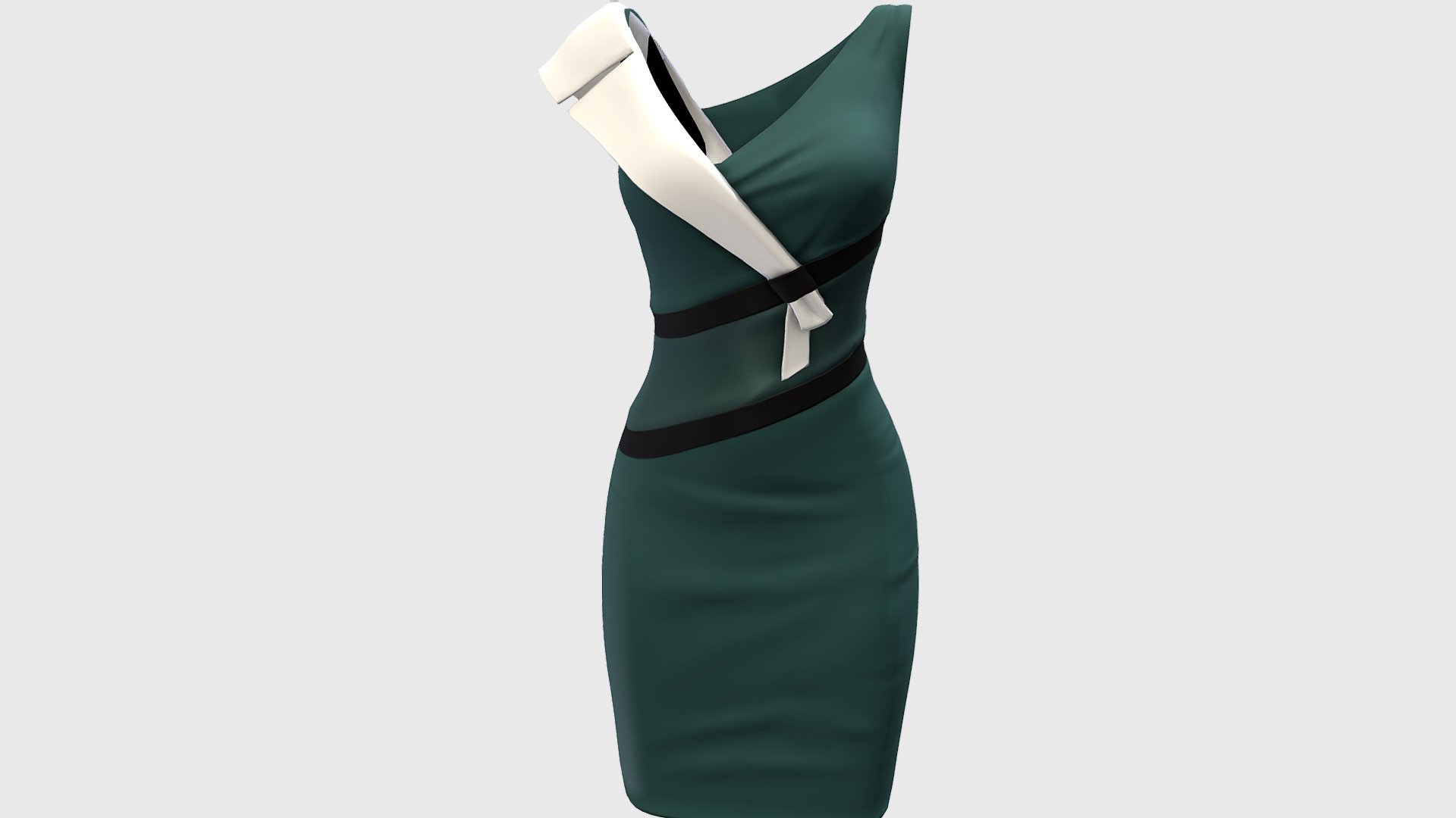 Female Elegant Green Designer Cocktail Dress 3d model