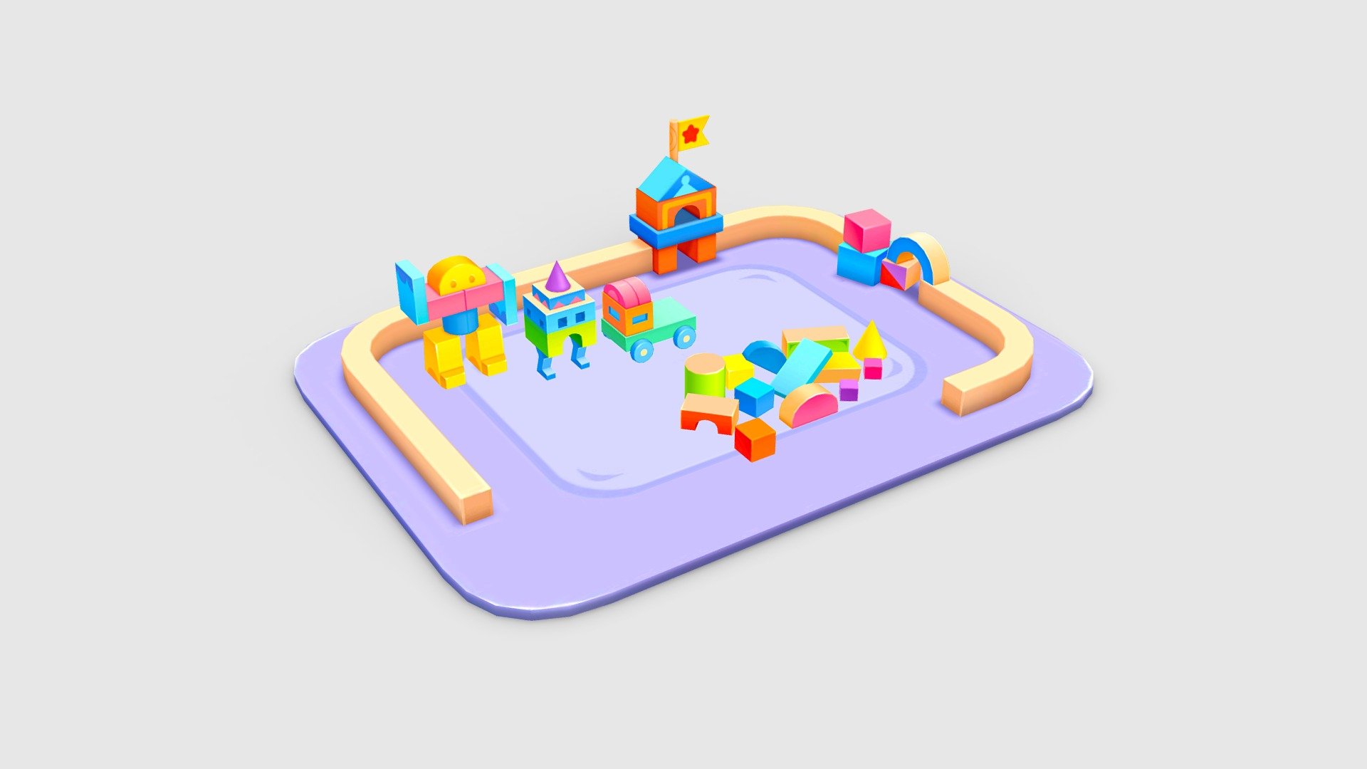 A bunch of building block toys 3d model