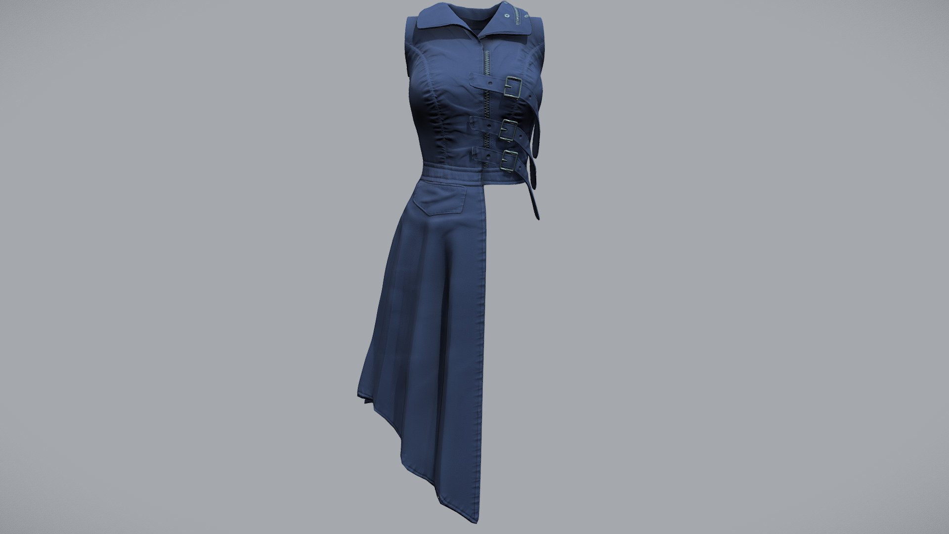 Female Trench Style Sleeveless Dress 3d model