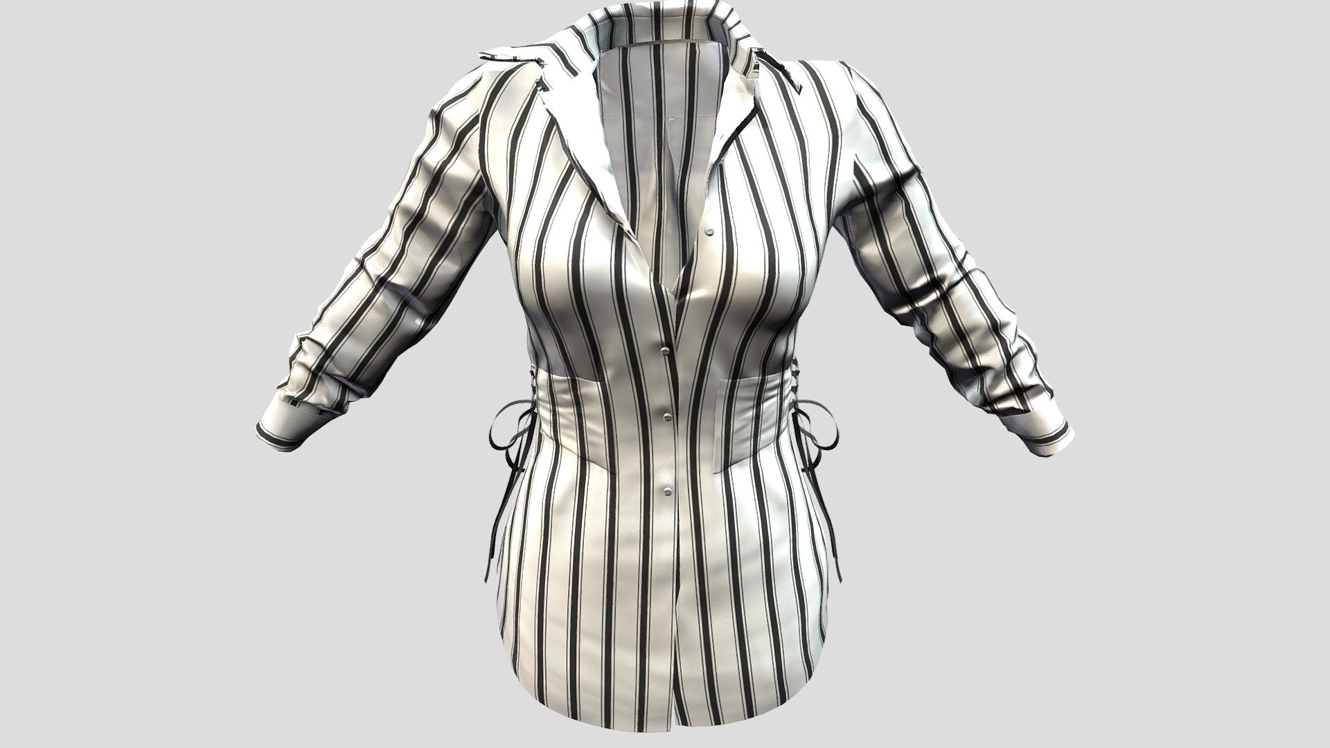 Female Striped Shirt Dress 3d model