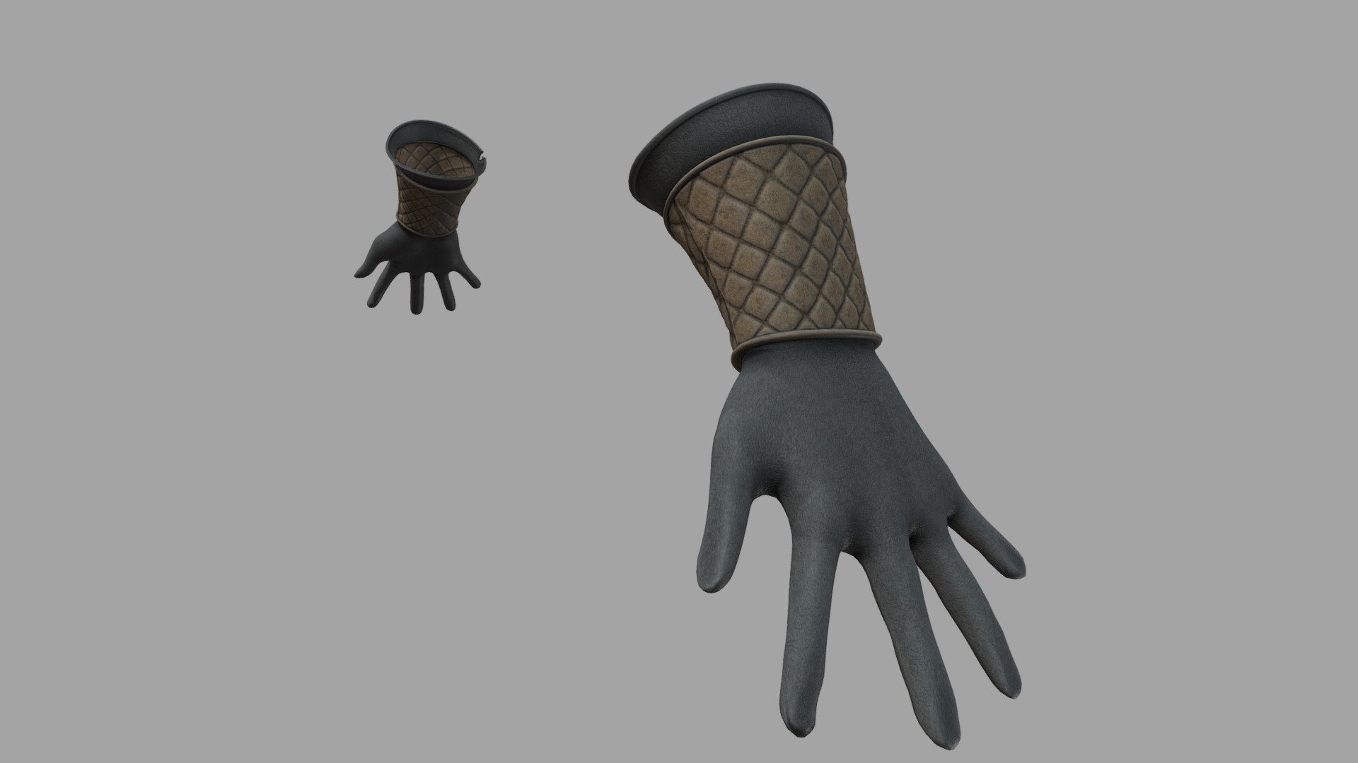 Female Medieval Gloves With Braceses 3d model