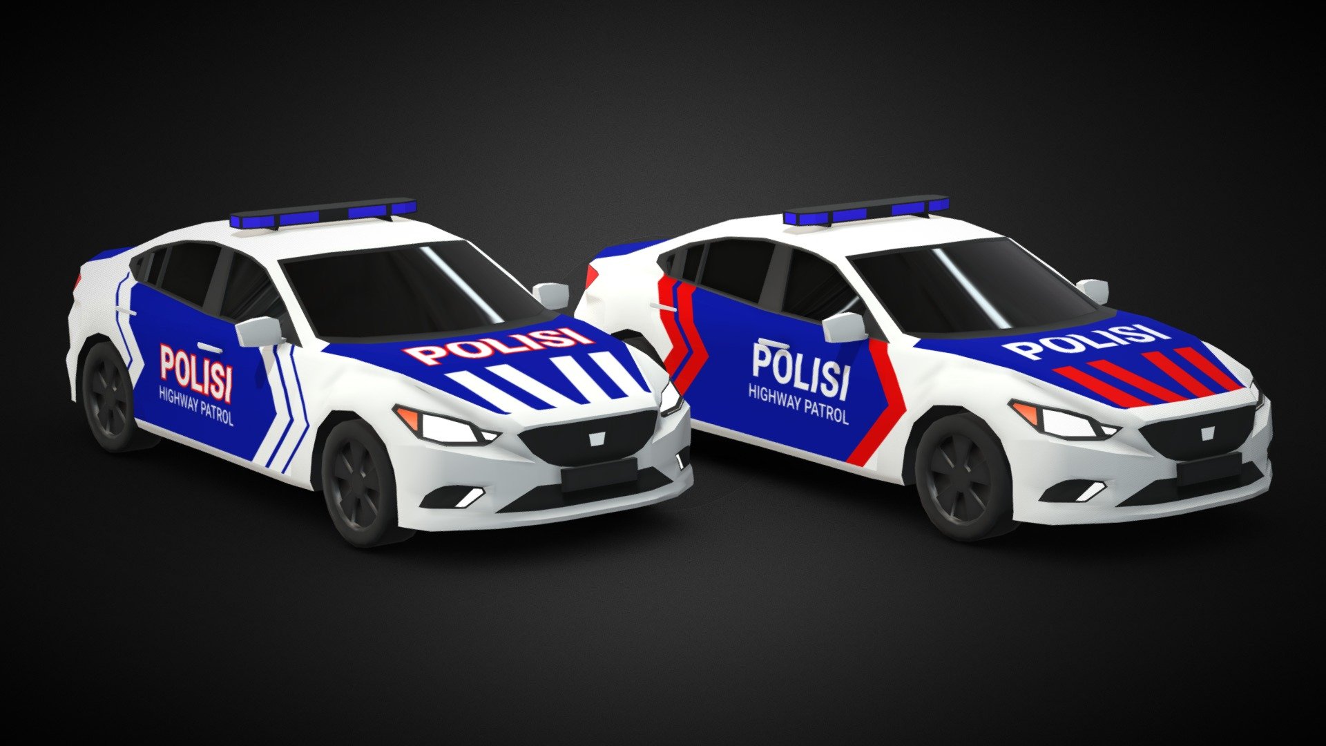 Indonesian Police Car Low poly 3d model