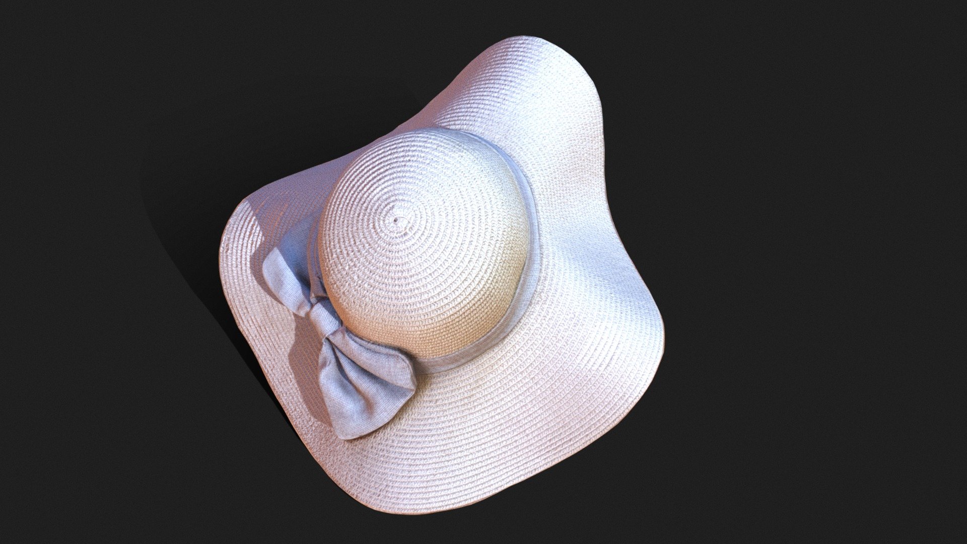 Light cellulose summer hat with ribbon 3d model