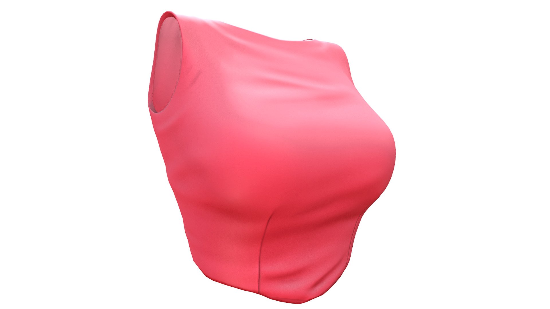 Female Pink Sleeveless Crop Tucked In Top 3d model