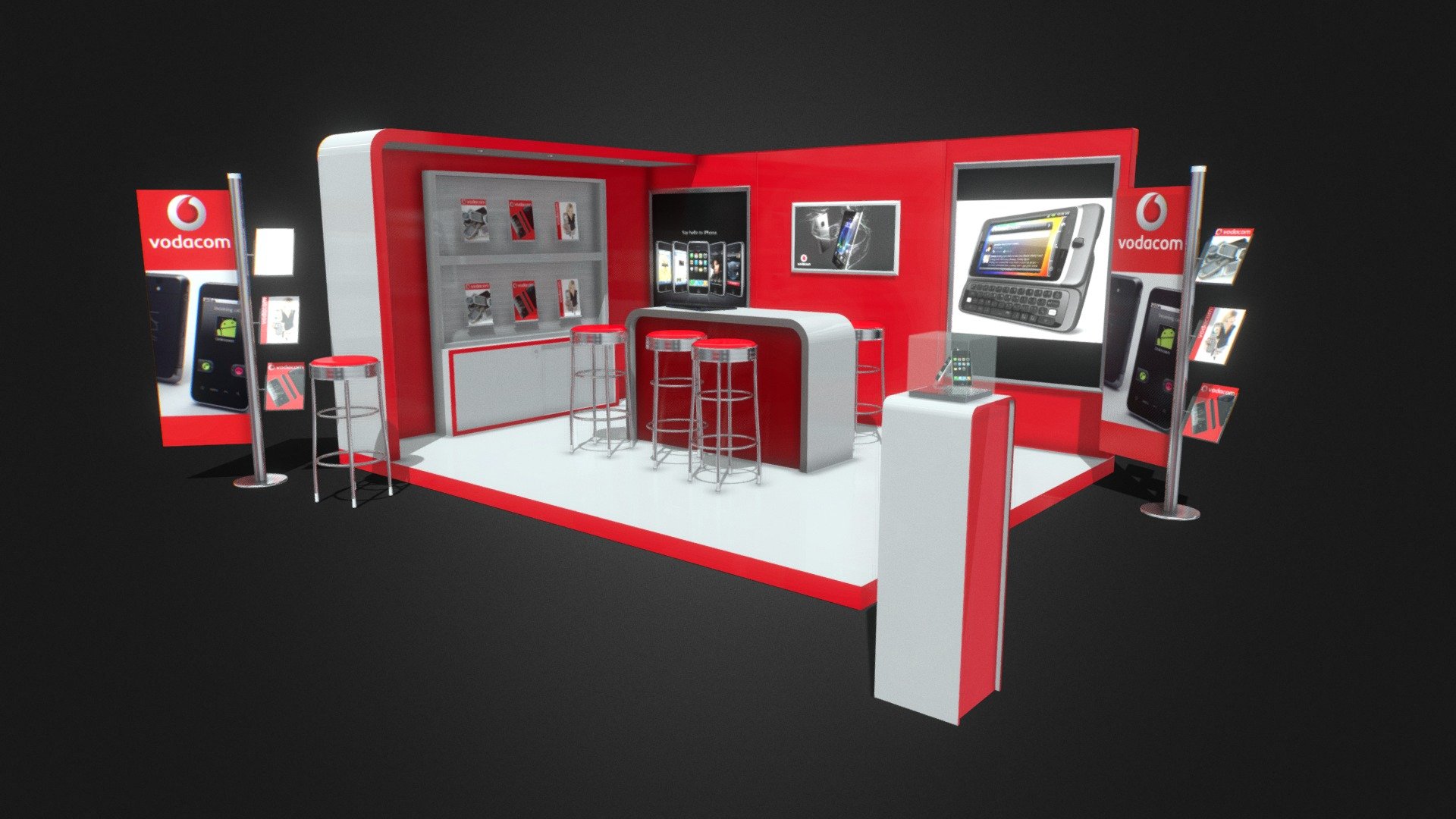 Exhibition stand booth trade show mobile vodacom 3d model