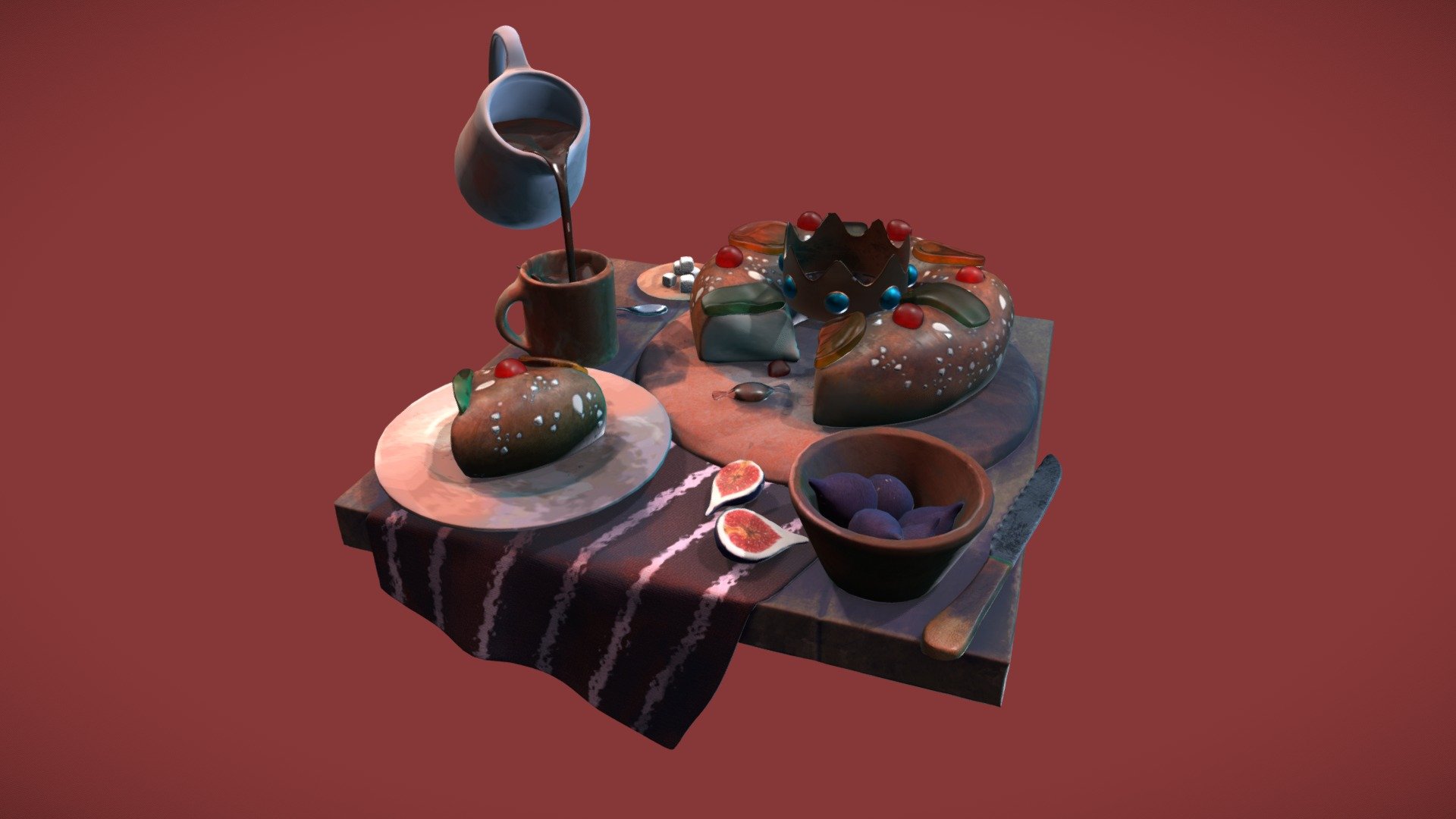 Roscón de Reyes #3December #Day4 Fruitcake 3d model