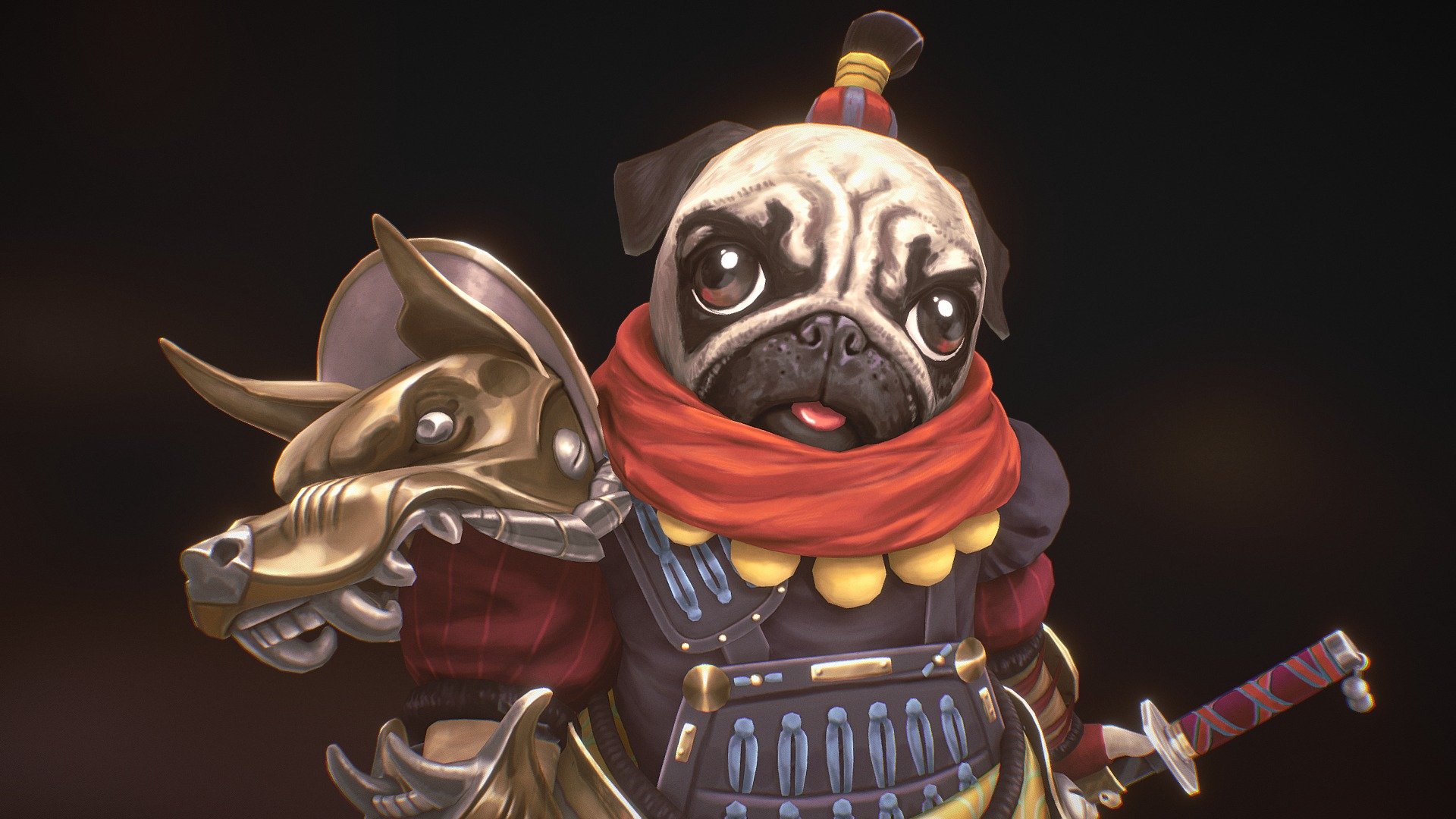 Samurai Pug 3d model