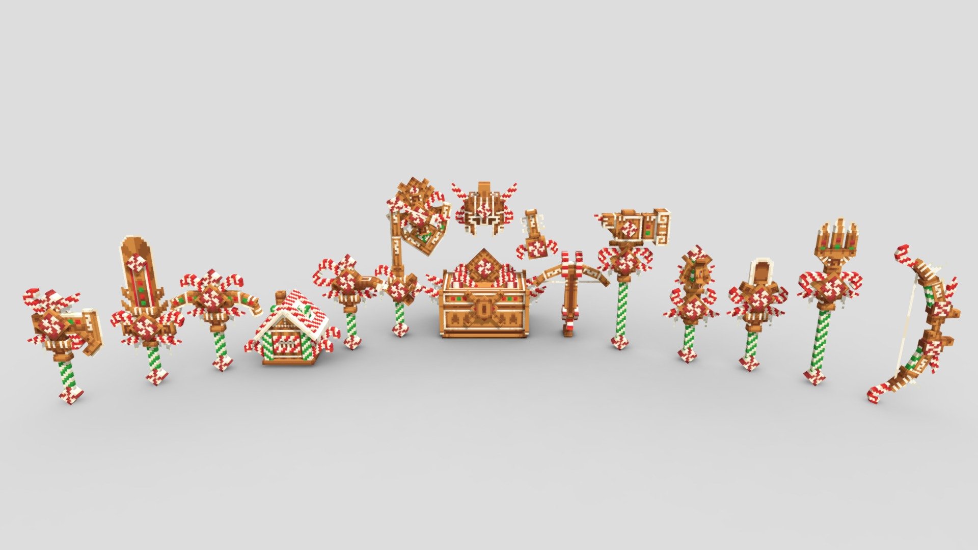 Ginger Bread Gear Weapon Set 3d model