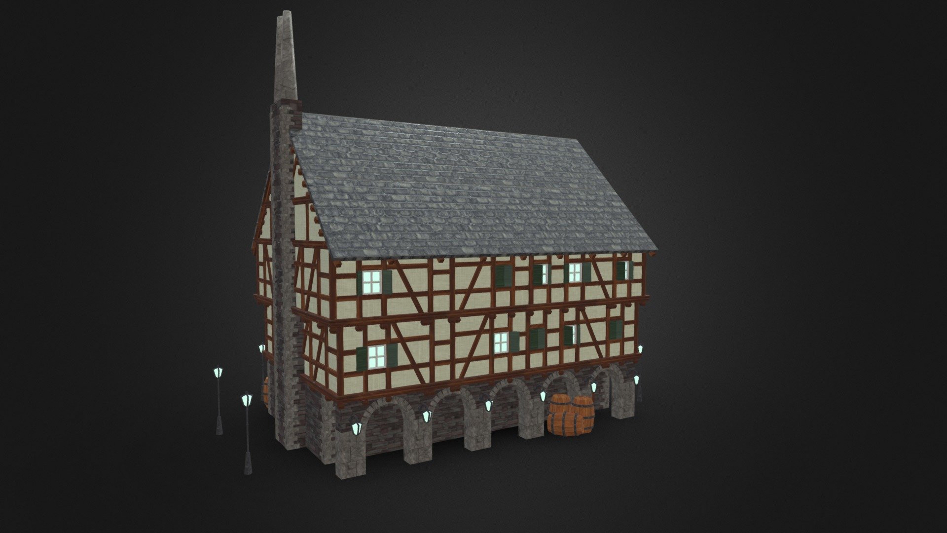 Fachwerk House 1 3d model