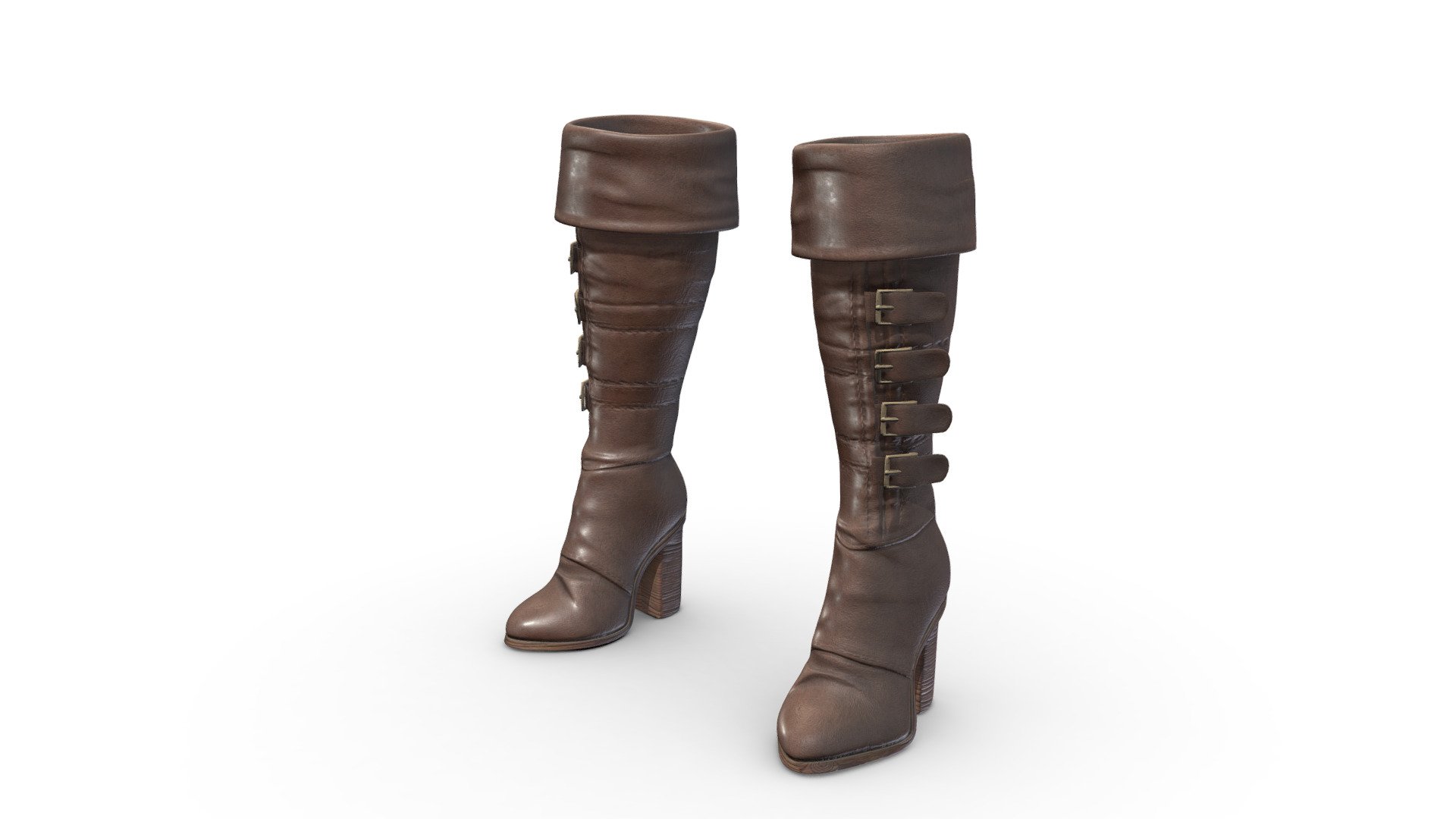 Female Fantasy High Heel Calf Boots 3d model