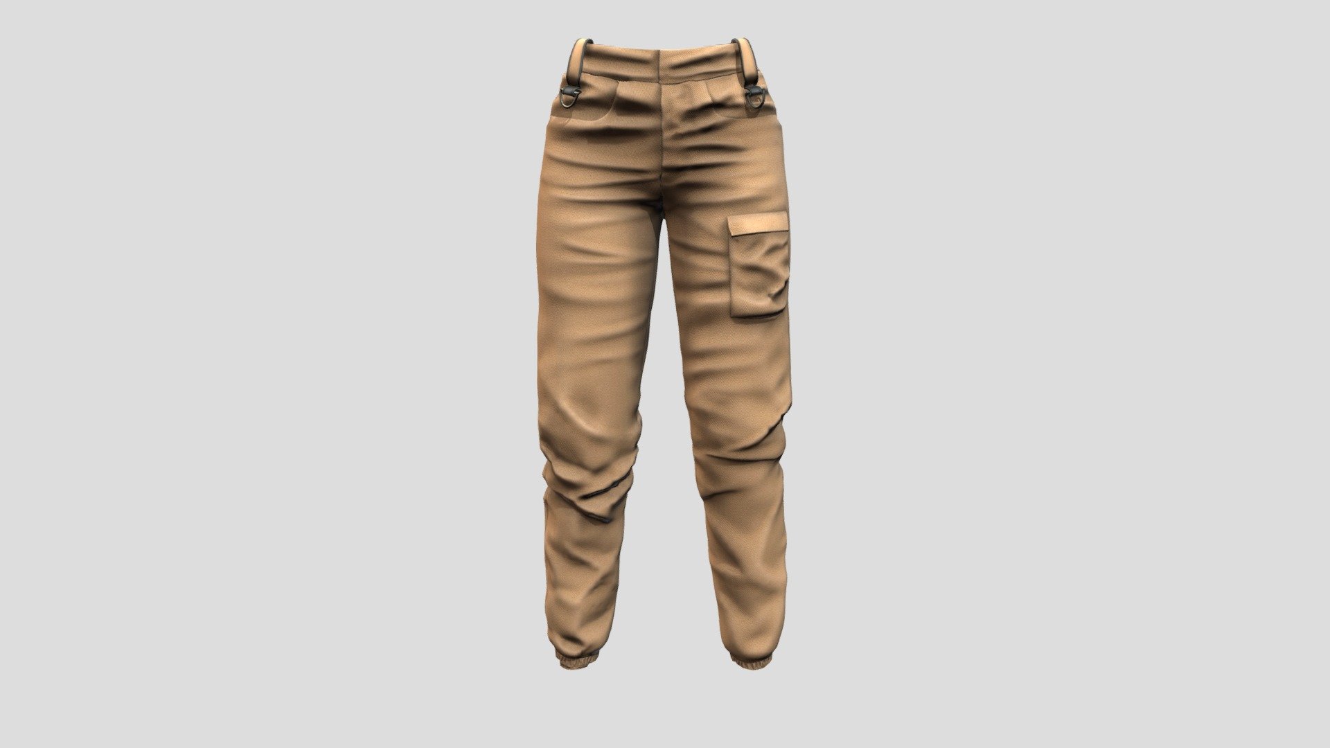 Female Elastic Bottom Cargo Pants 3d model