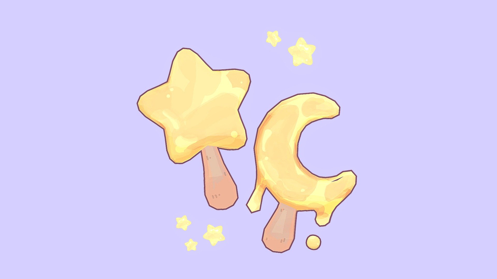 Star and Moon Ice Cream 3d model