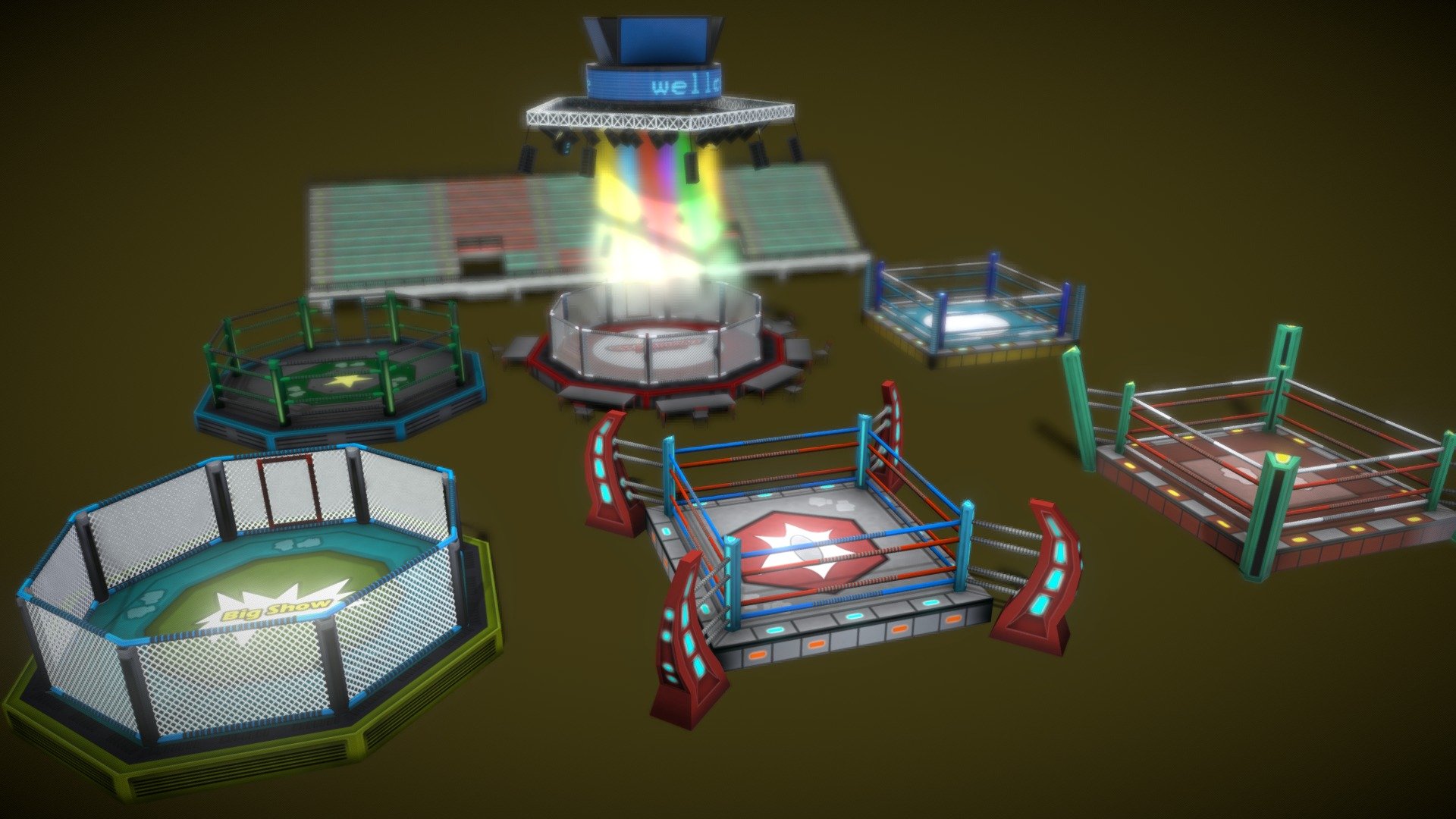 Cartoon Boxing Arena2023 3d model