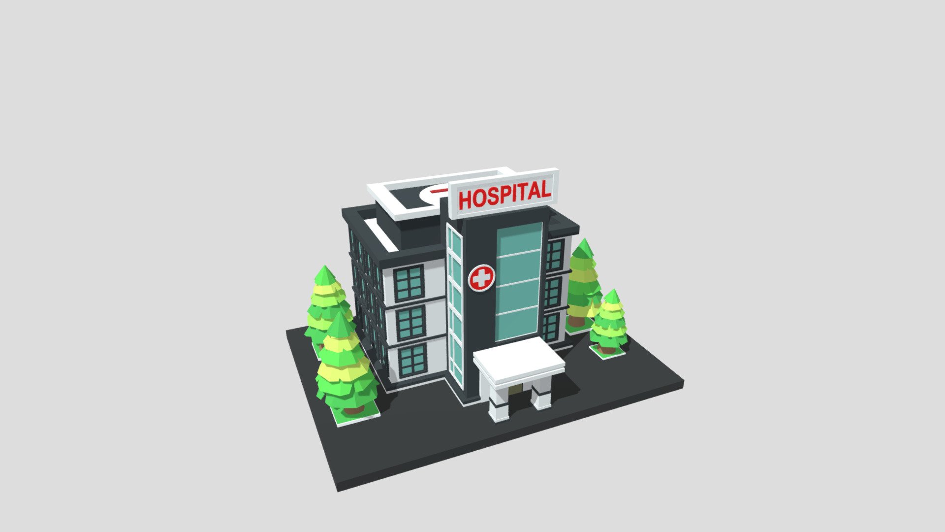 cartoon hospital 01 3d model