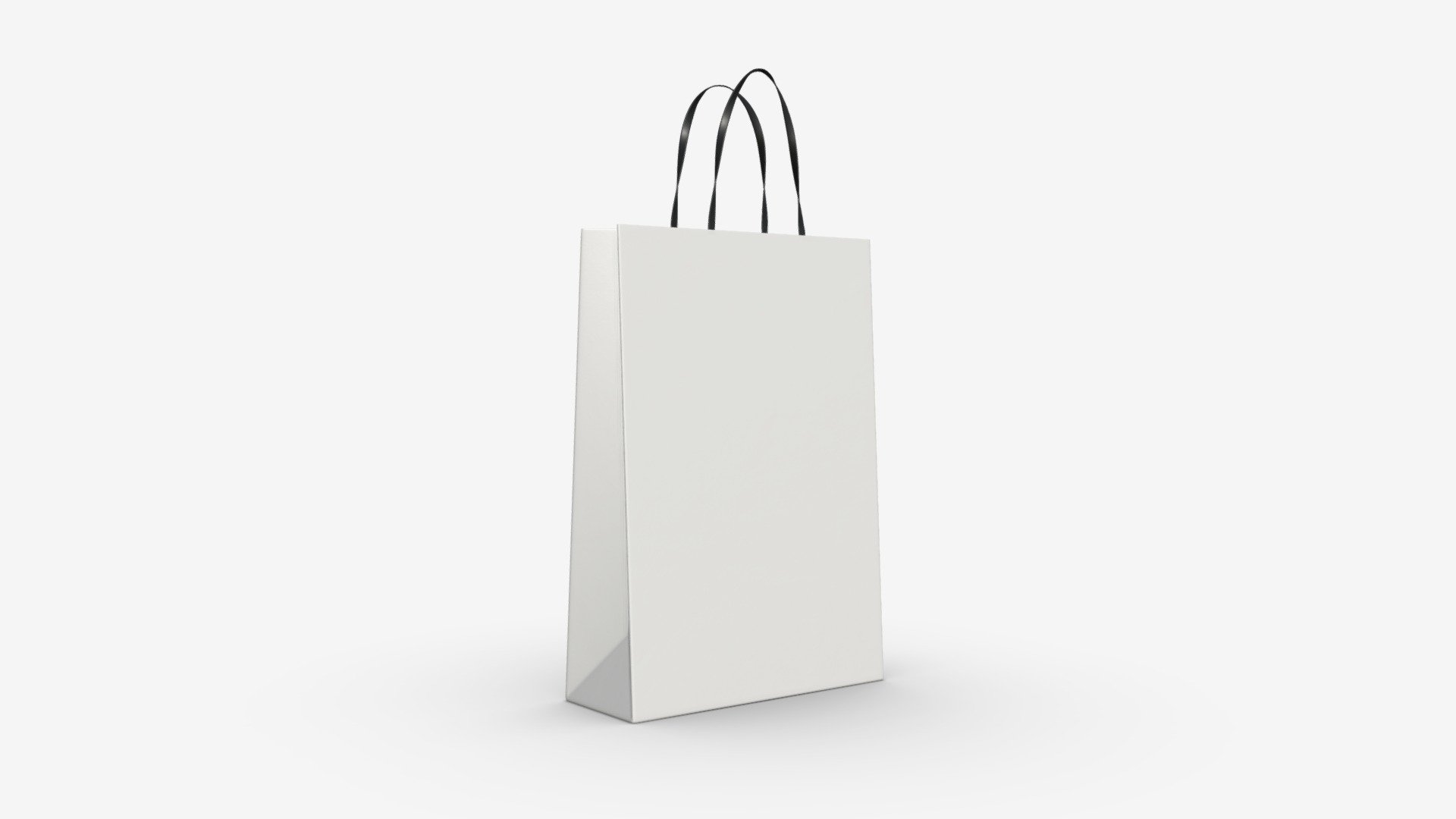 White paper bag with handles 01 3d model