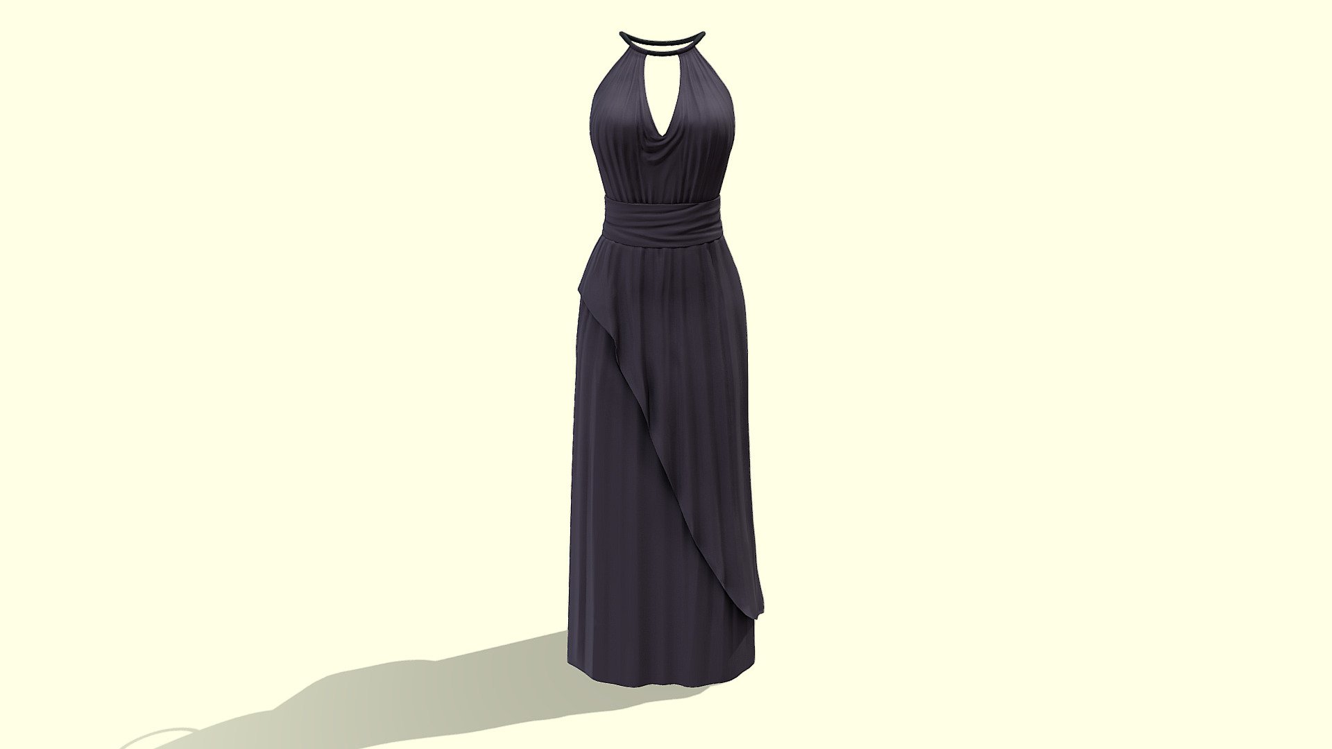 Female Purple Halter Dress 3d model