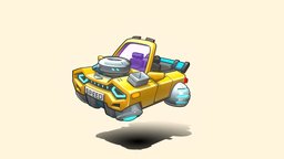 Stylized Yellow Cyberpunk Car