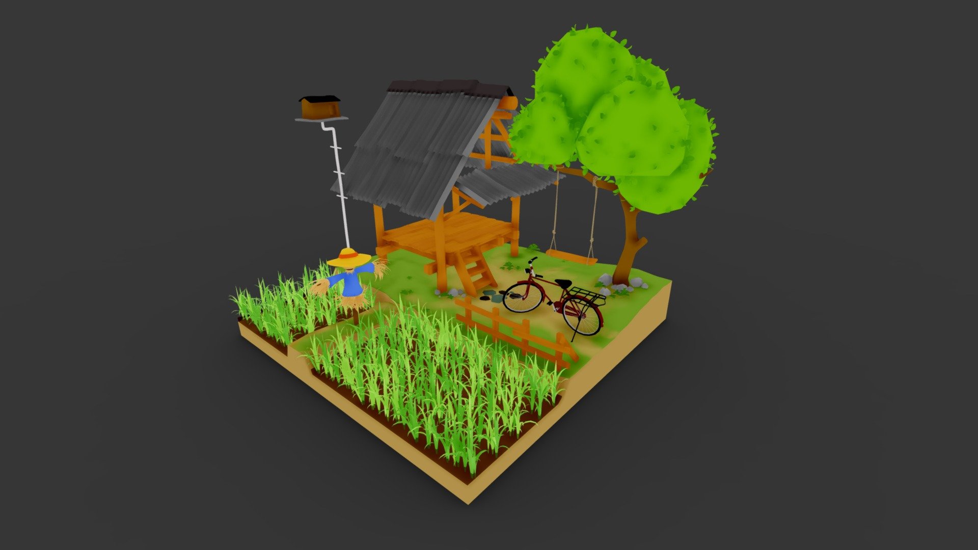 Sawah Padi 3d model