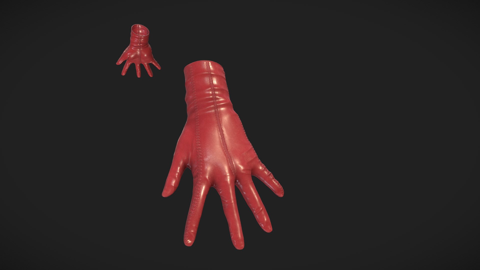 Female Red Leather Dress Gloves 3d model