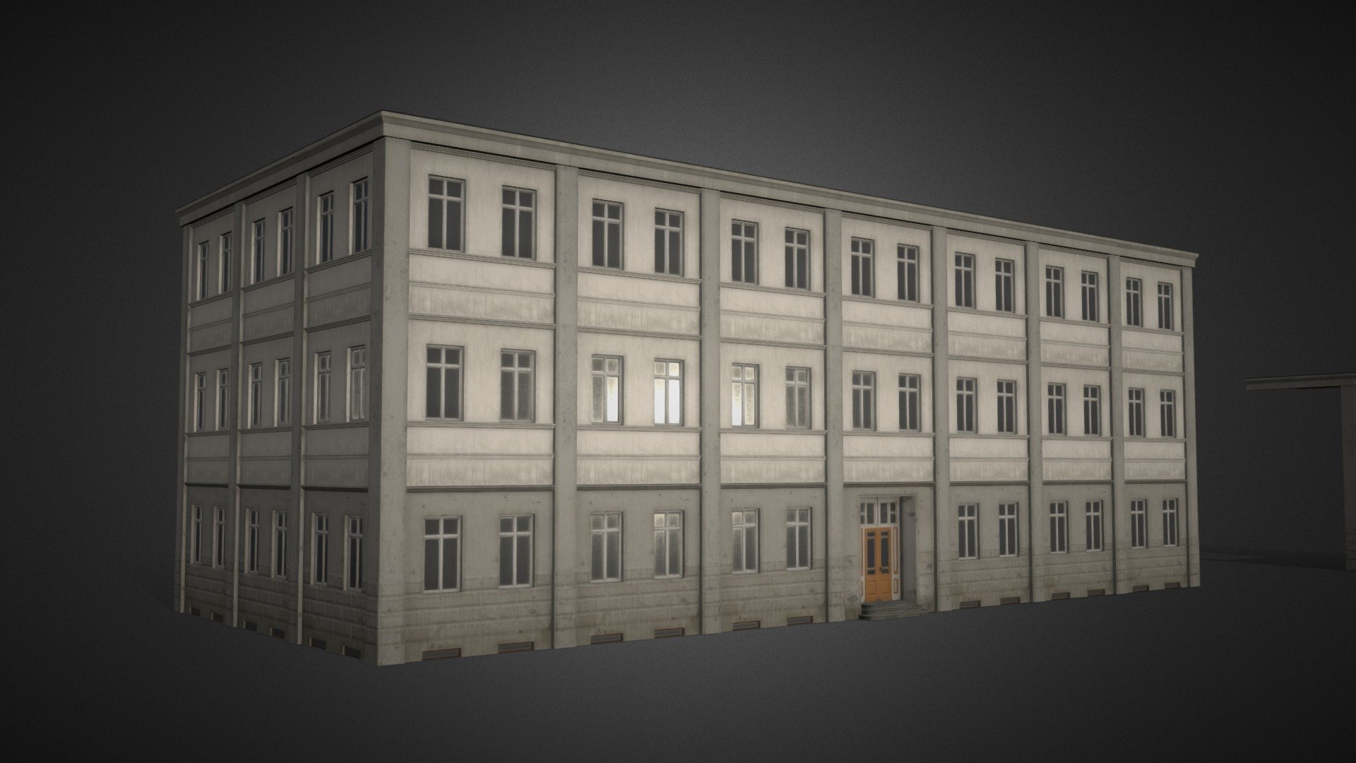 Low-poly Modular Building Tenement House 3d model