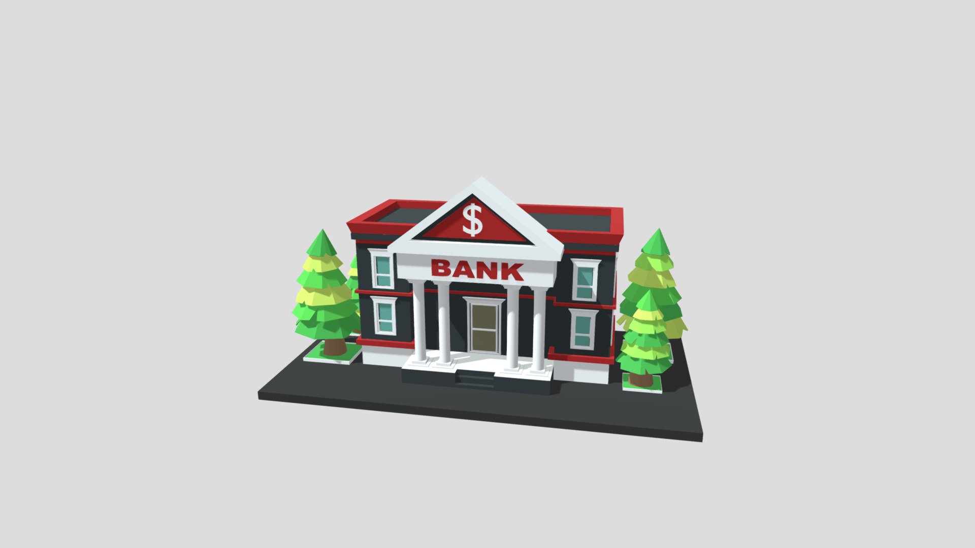 cartoon bank 01 3d model