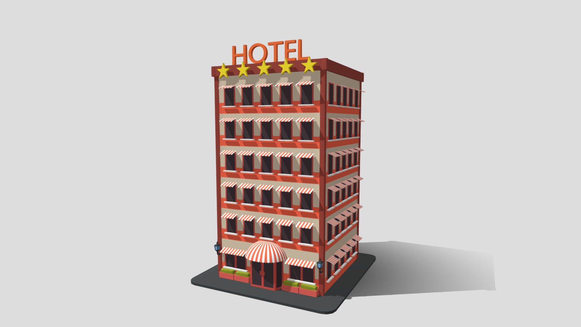 Low poly Hotel 2 3d model