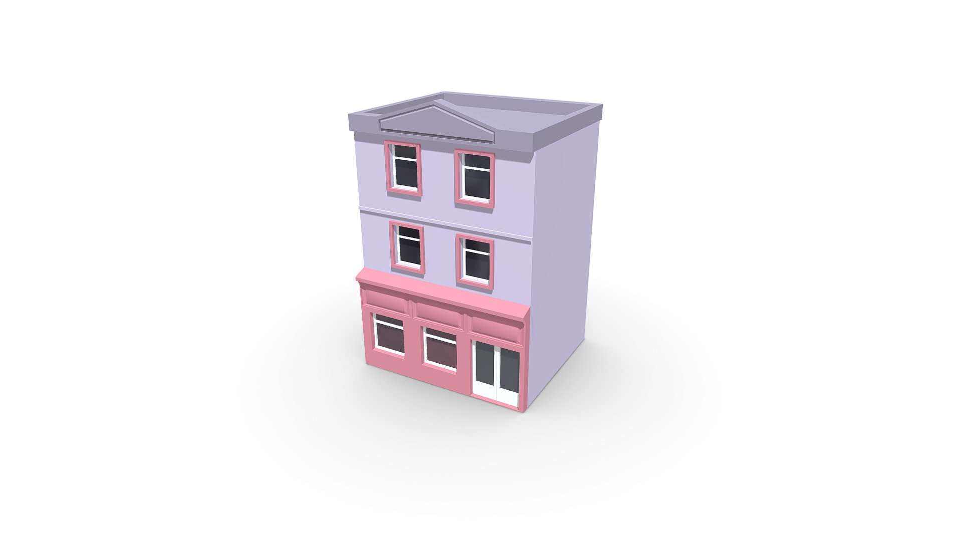 Building with Shop (Low Poly) 3d model