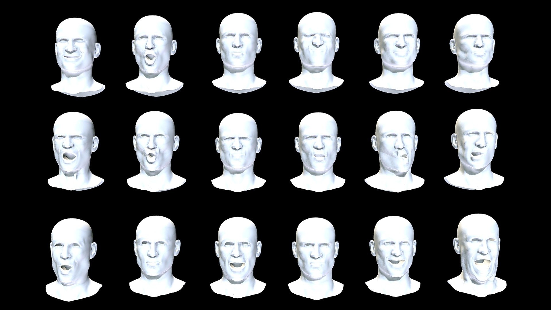 Realistic expressions_Heads 3d model