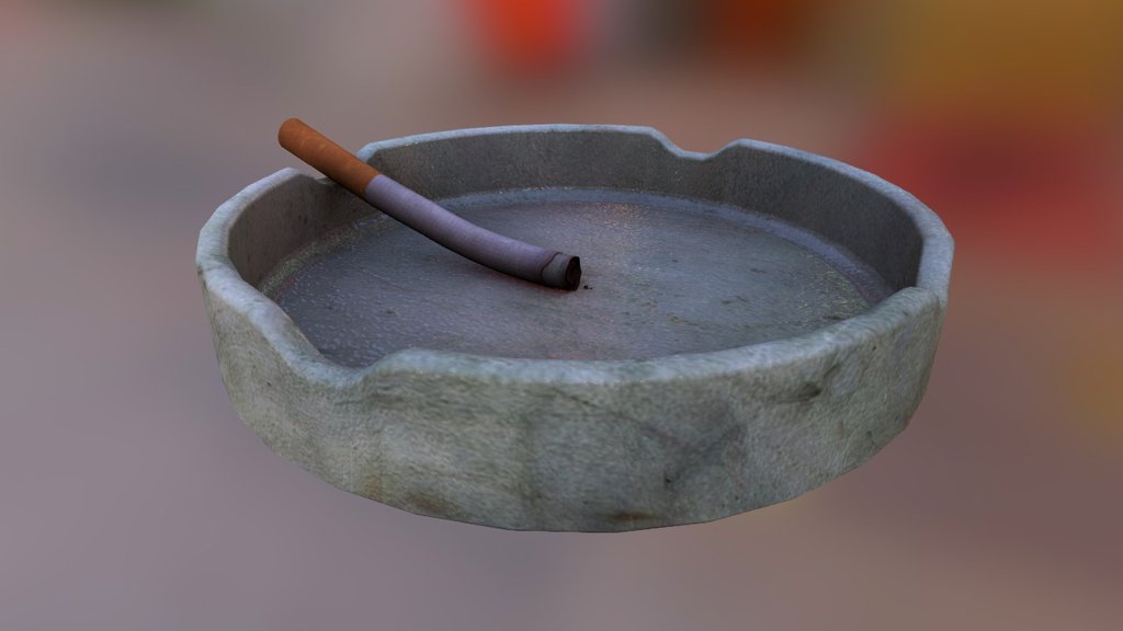 Ashtray with cig 3d model