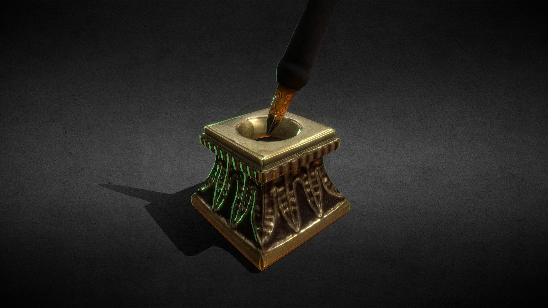 Inkwell and Nib(Pen) 3d model