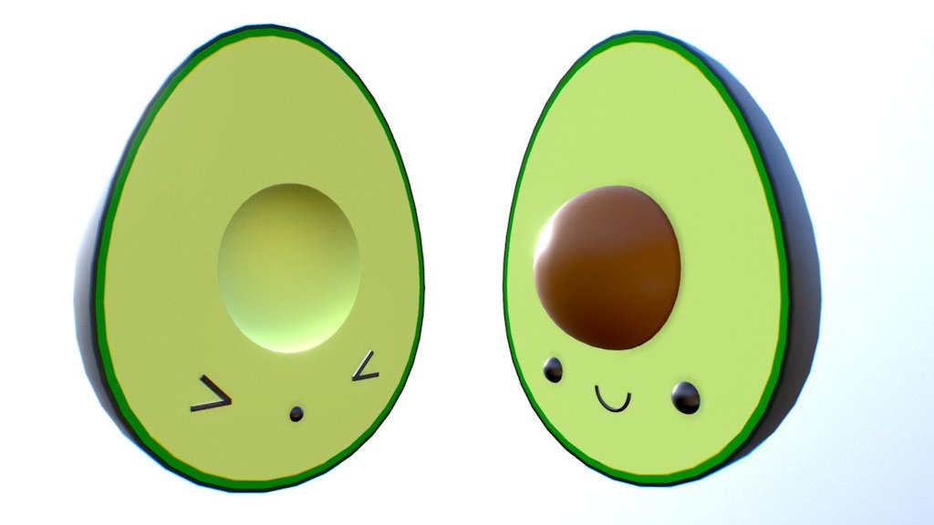 Avocado Couple Toon 3d model