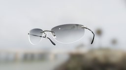 Generic Rimless Semi- Oval Sunglasses (Gunmetal)