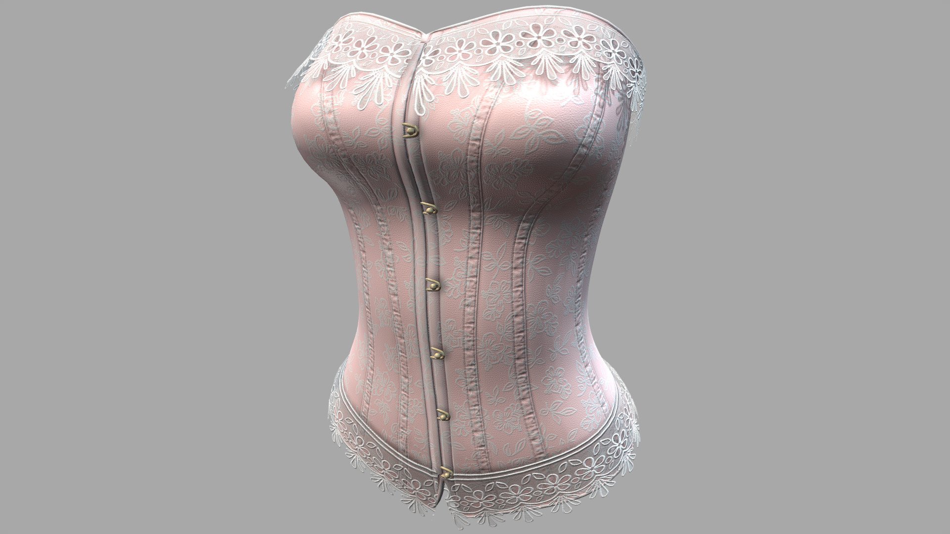 Female Lace Edge Trims Retro Corset 3d model