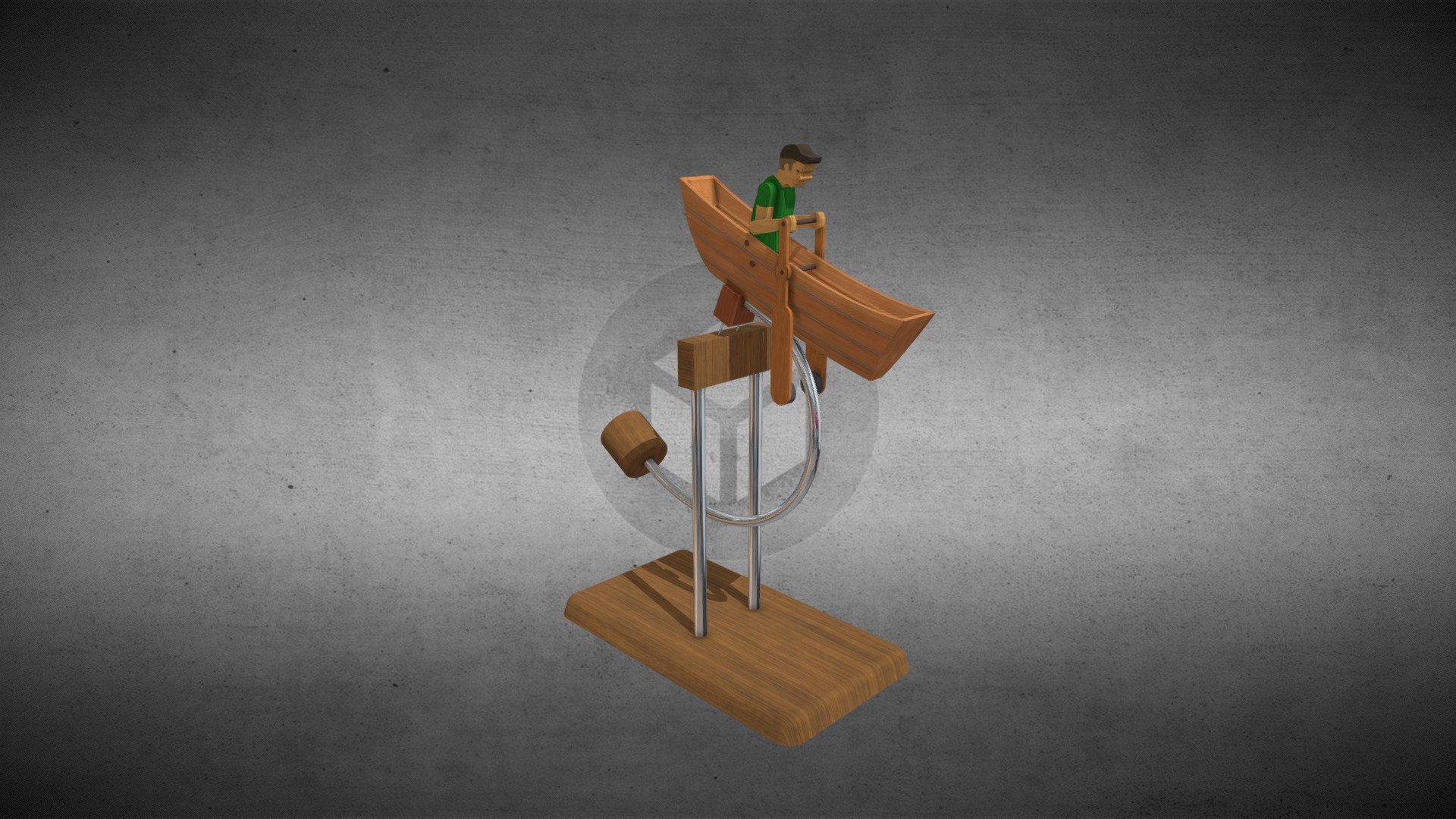 Balancing Fisherman Wooden Toy 3d model