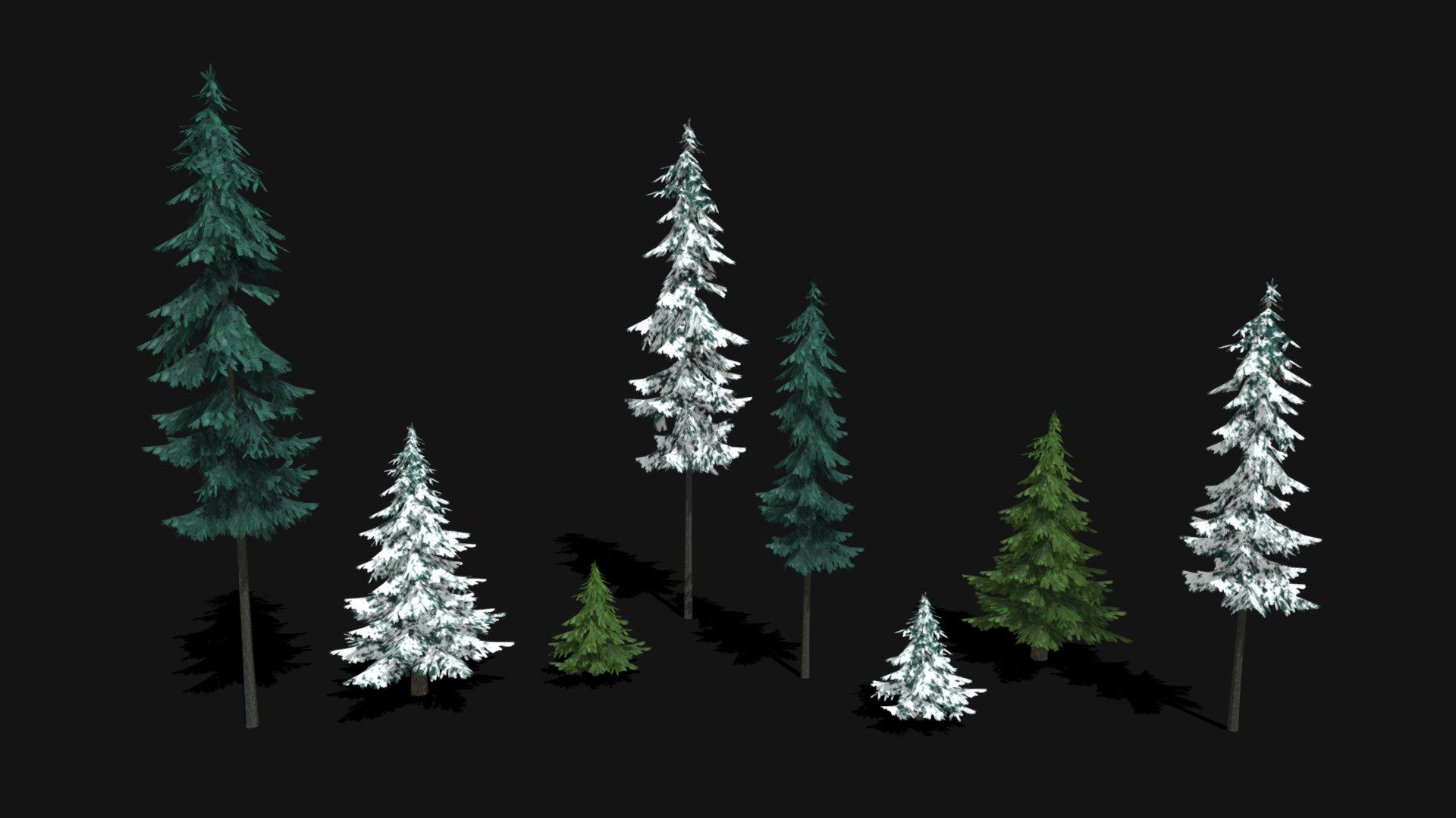 Pine Trees Collection LowPoly 3d model