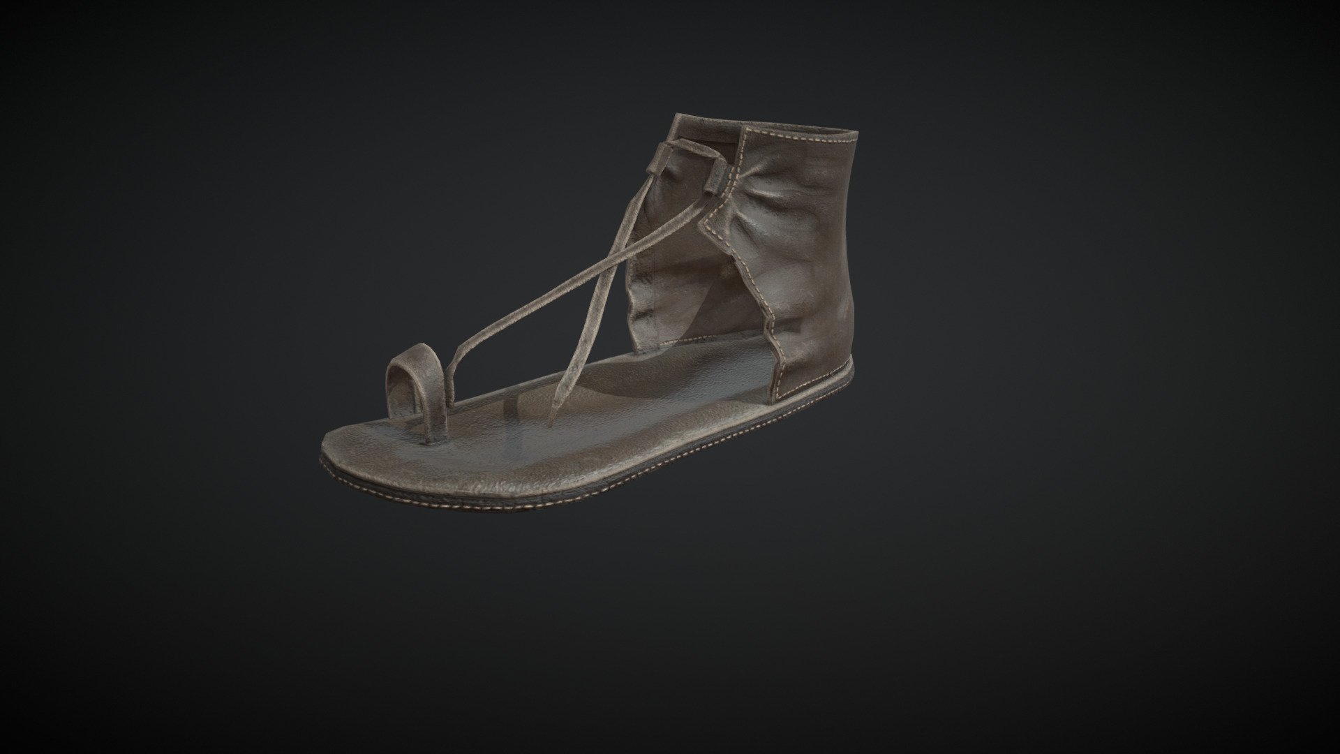 Used leather sandal (Mayan era) 3d model