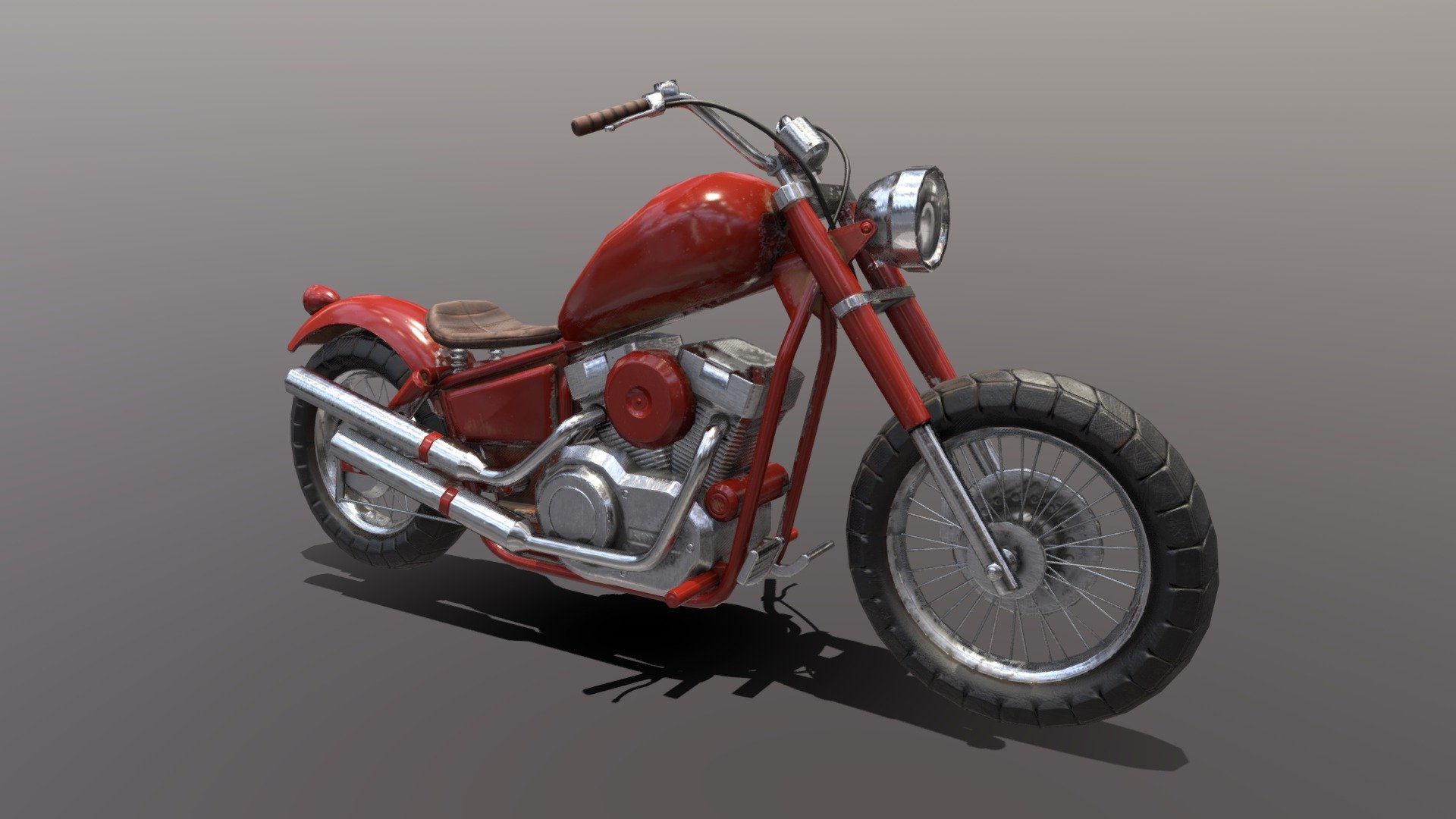 Low poly Bobber motorcycle 3d model